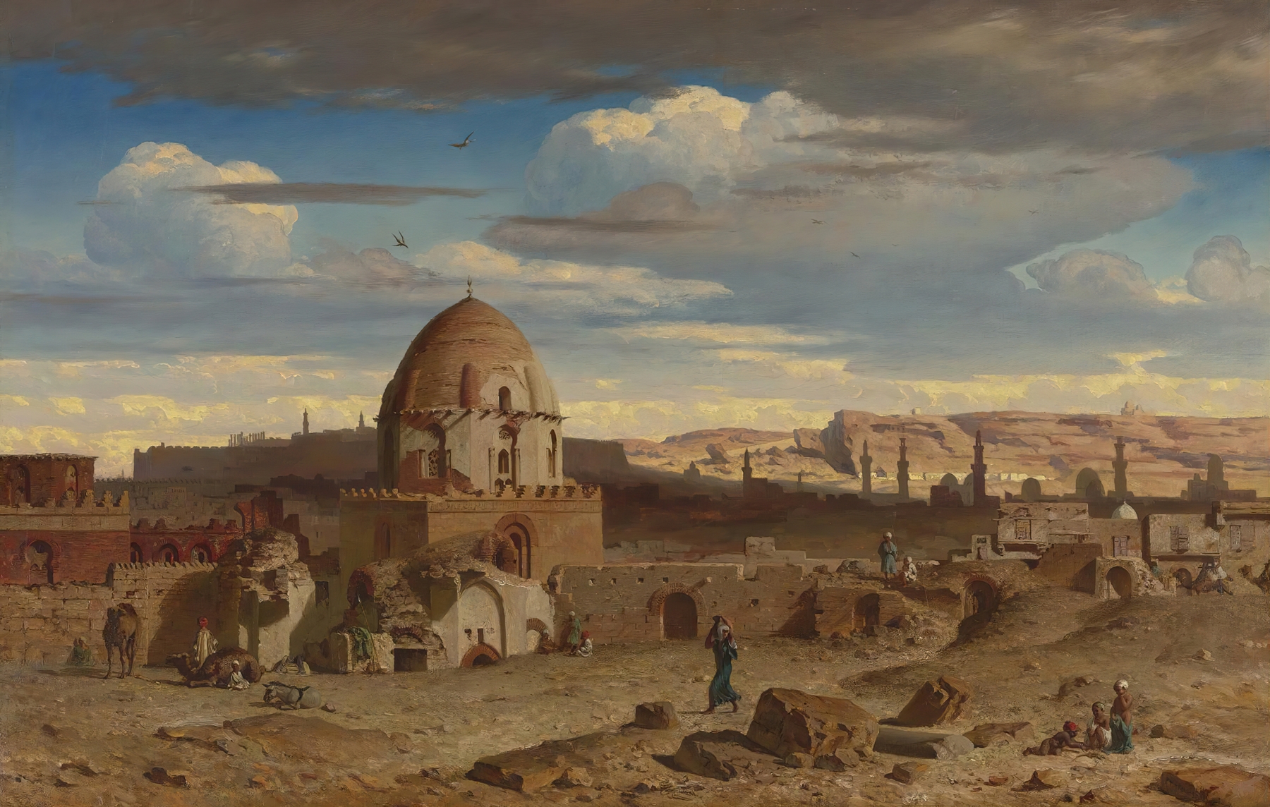 View Of The South Of The Necropolis In Cairo With The Citadel In The Background, by Prosper Marilhat, public domain
