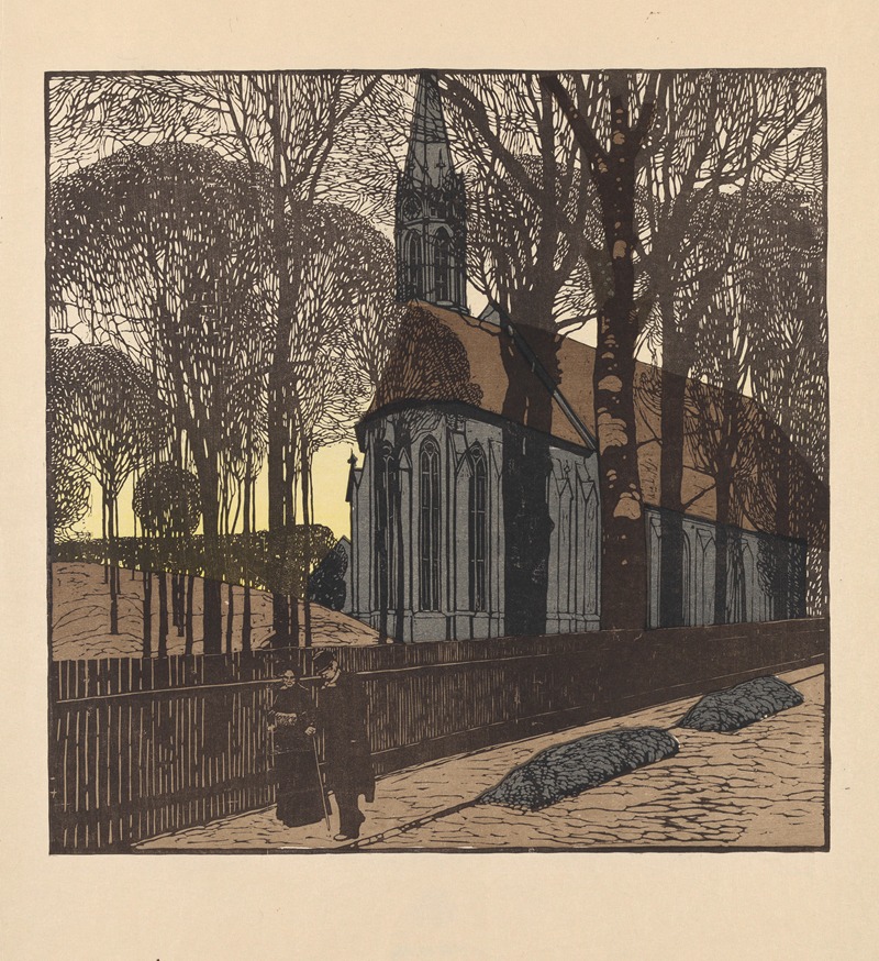 A detailed depiction of Die Heiligenstädter Kirche zum Hl. Michael by Carl Moll.