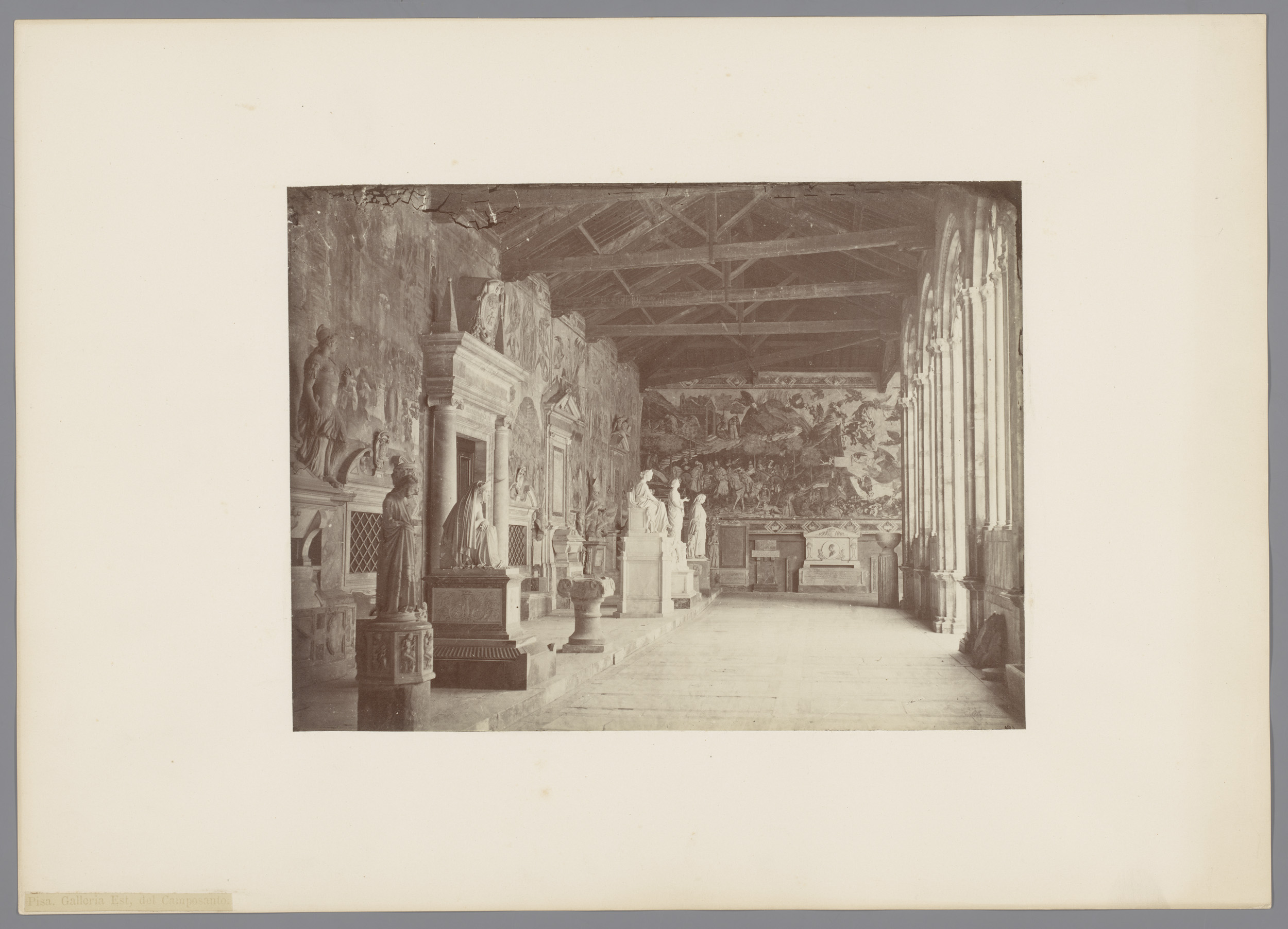 Interior of the Camposanto in Pisa, albumen print by Alfredo Noack