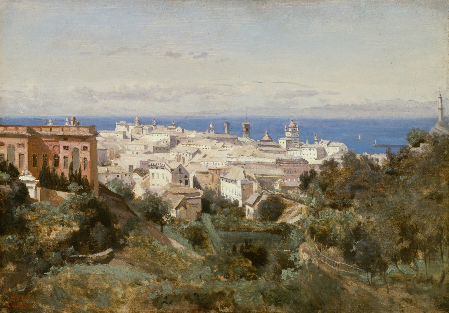 View of Genoa, by Jean-Baptiste-Camille Corot, public domain