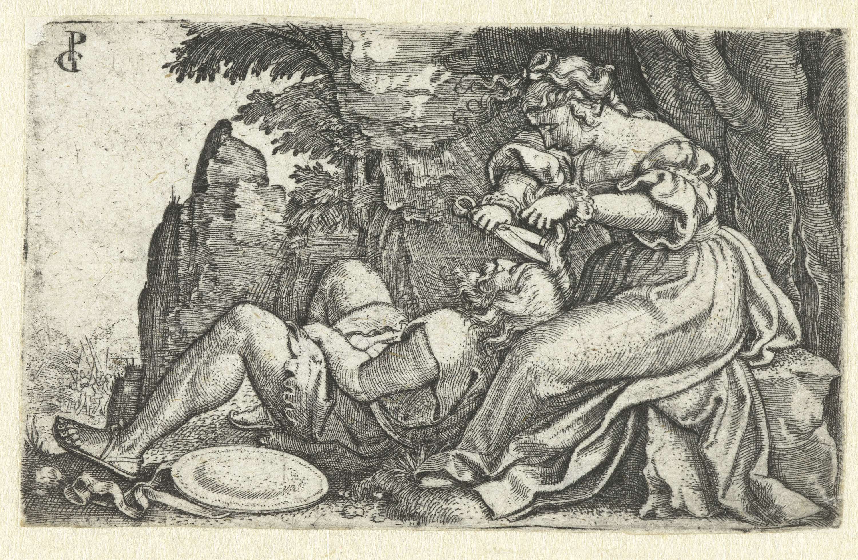 Delila knipt Simsons haar, by Georg Pencz, public domain