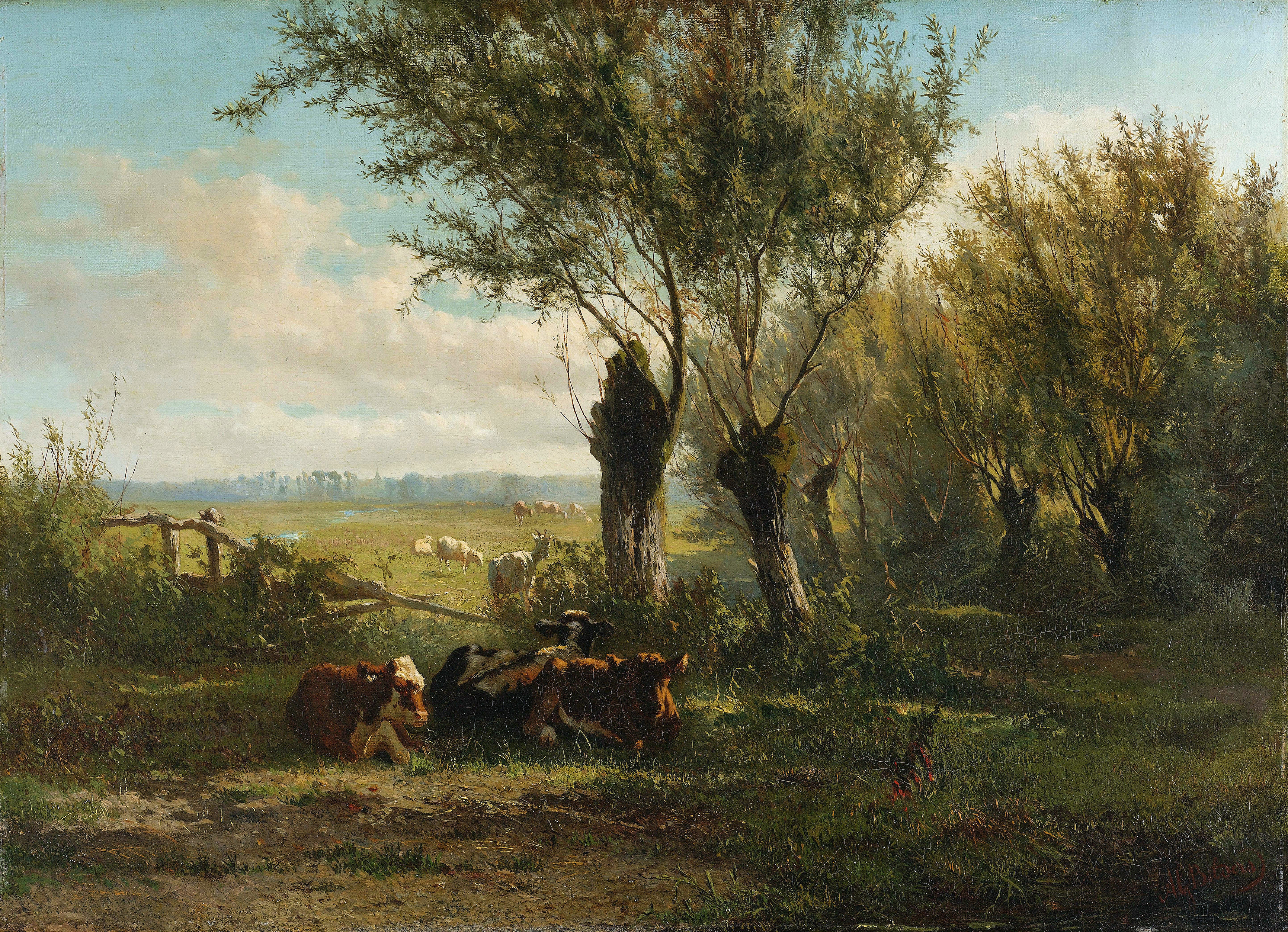 Meadow near Oosterbeek by Gerard Bilders, oil on canvas depicting a vibrant landscape with wildflowers.