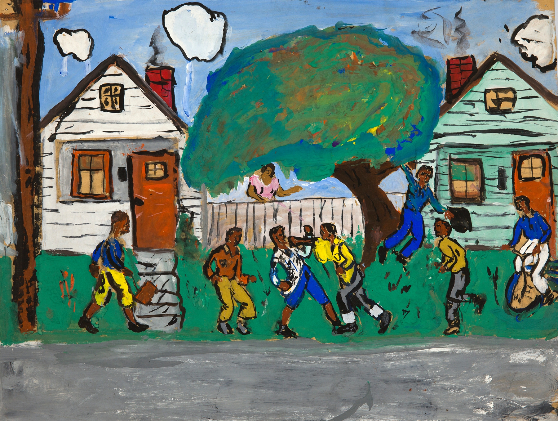 Genre scene depicting children in a playground by Robert Louis Franklin Jr.