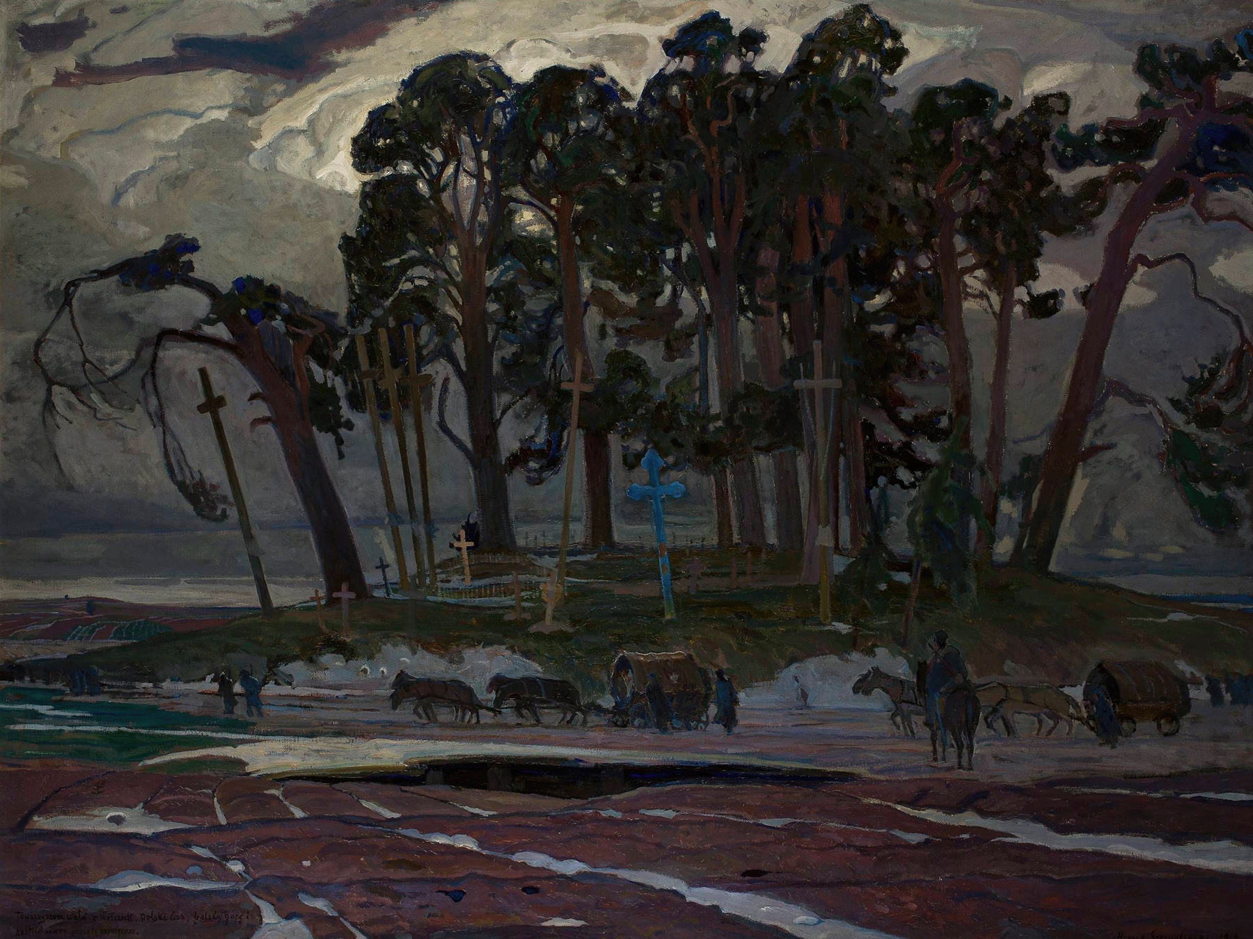 Landscape with trees and paths, oil painting by Henryk Szczygliński