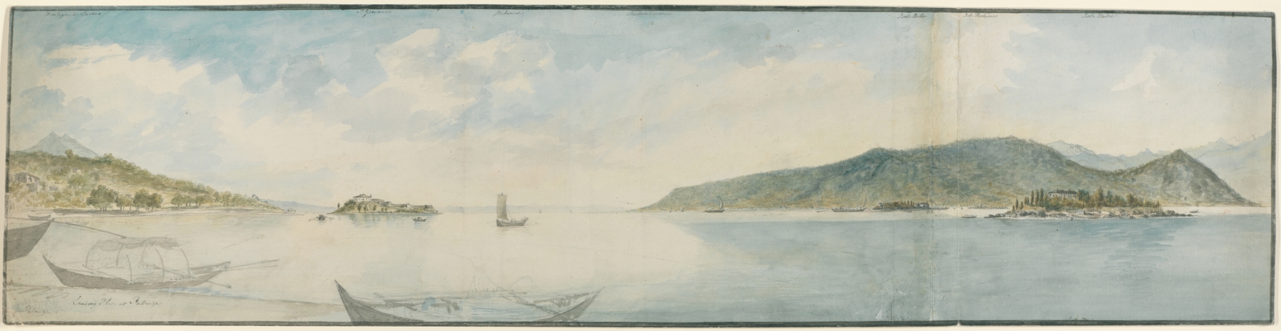 Landing Place at Pallanza by Charles Gore, impressionism, depicting a lakeside scene with boats and reflections.