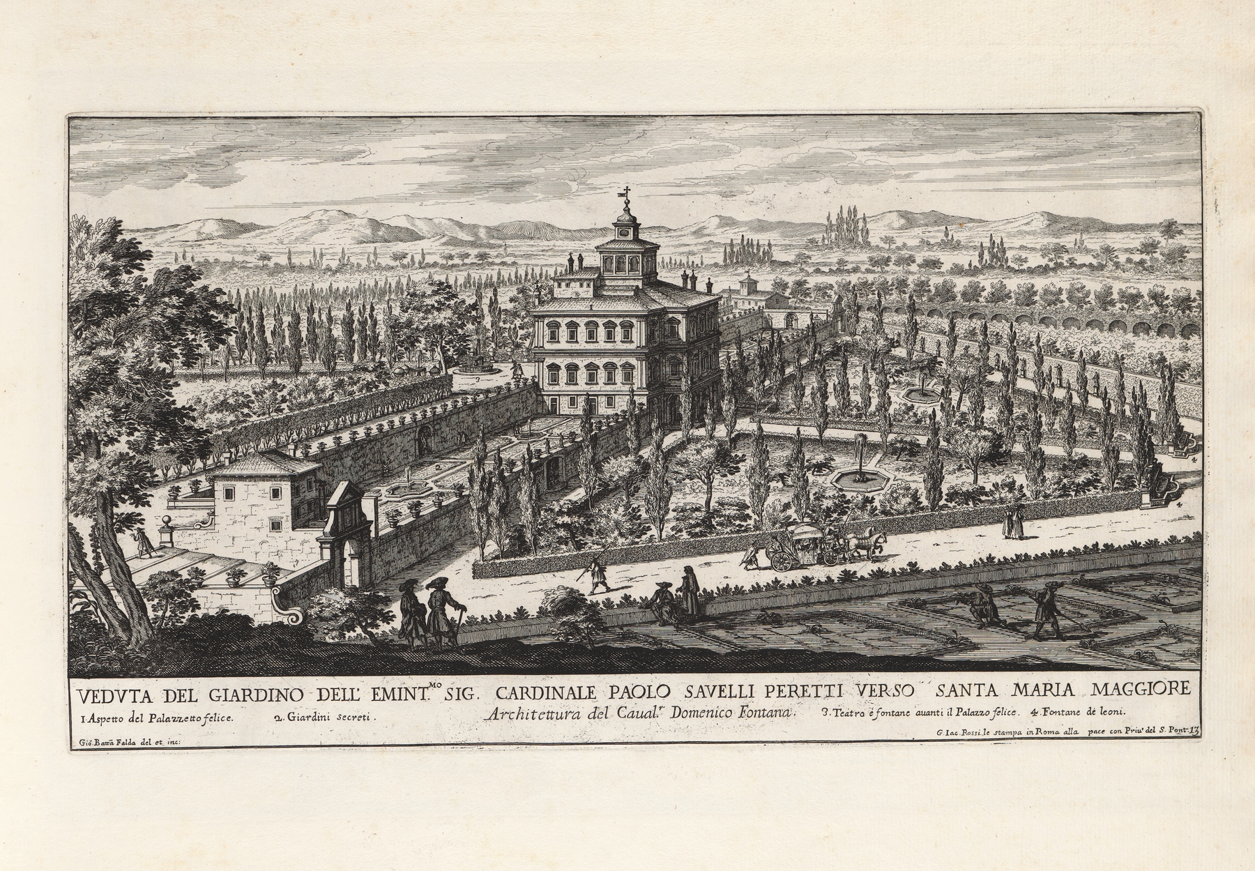Li giardini di Roma: con le loro piante, alzate e vedvte in prospettiva Pl.12, by Giovanni Battista Falda, public domain