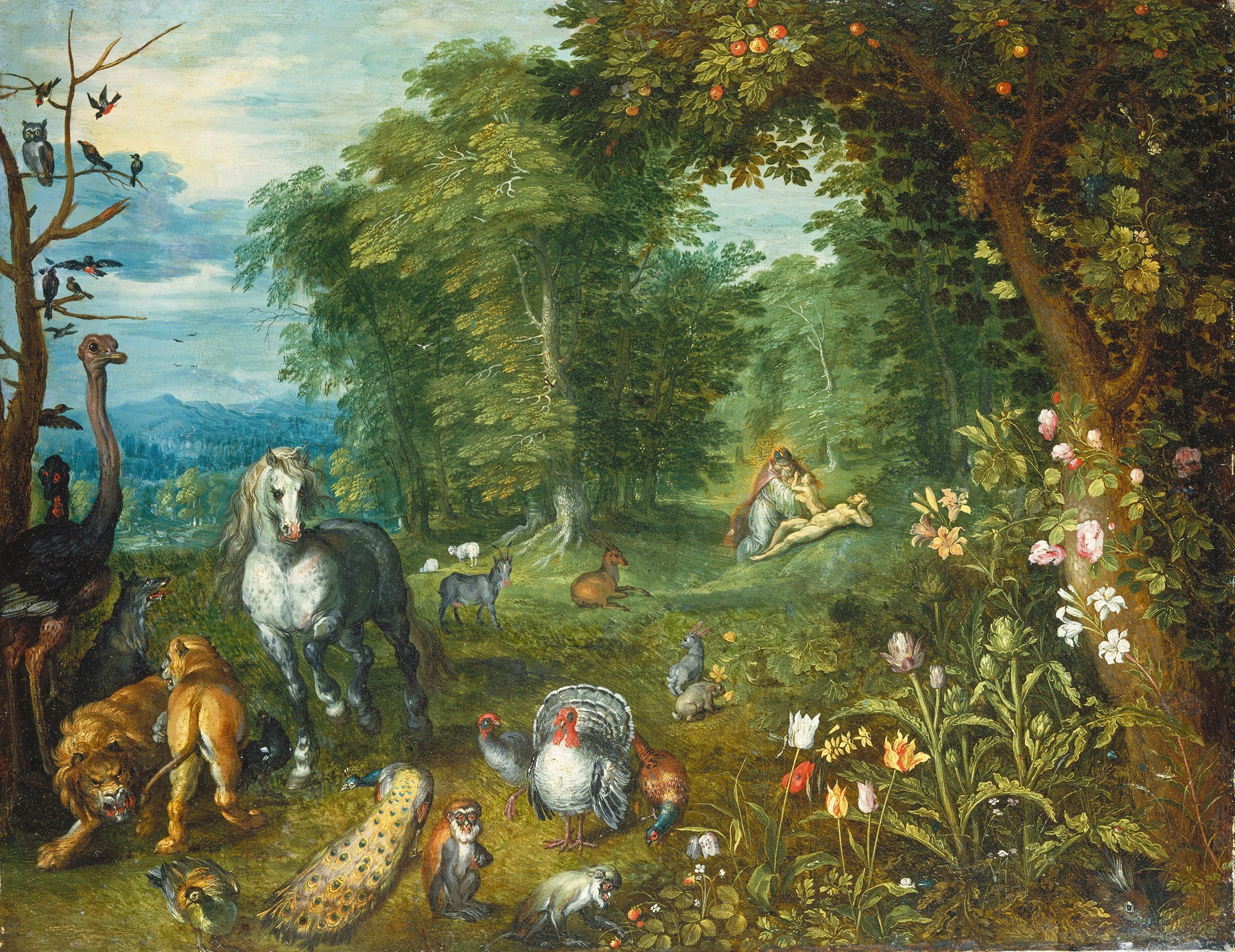 Paradise with the Creation of Eve, oil on copper by Jan Brueghel the Younger