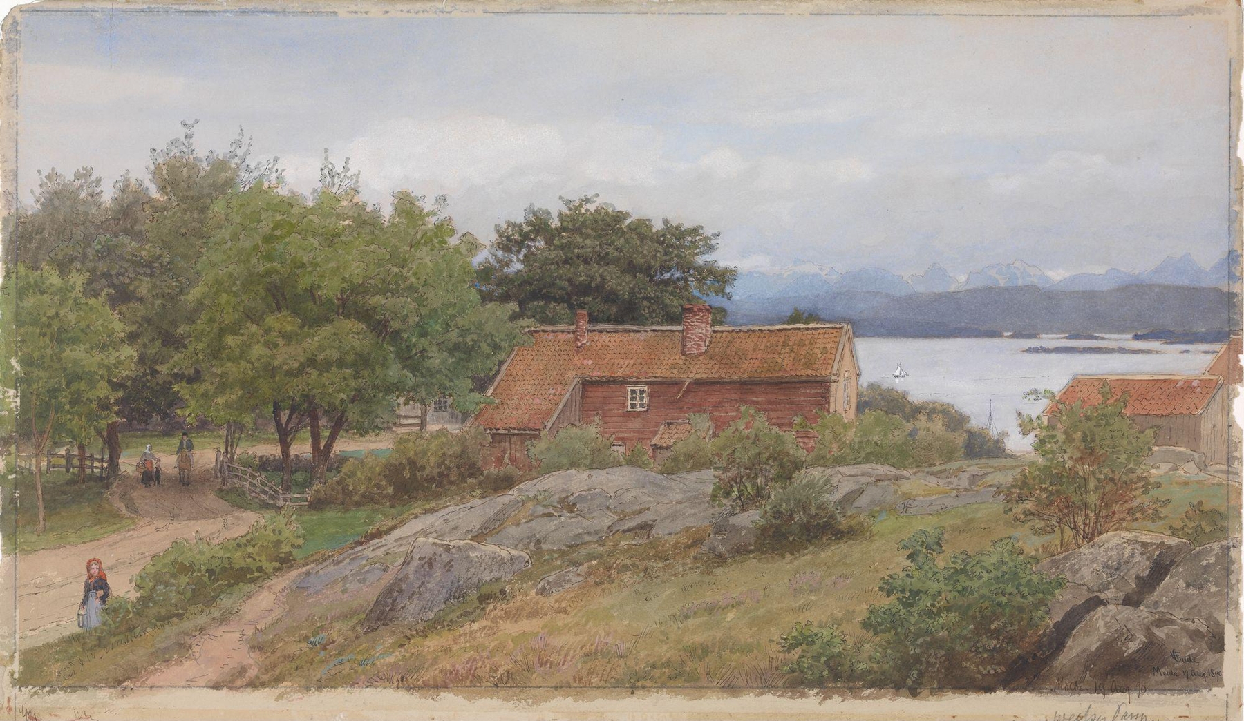 Landskap med bondegård ved Molde, by Hans Gude, public domain