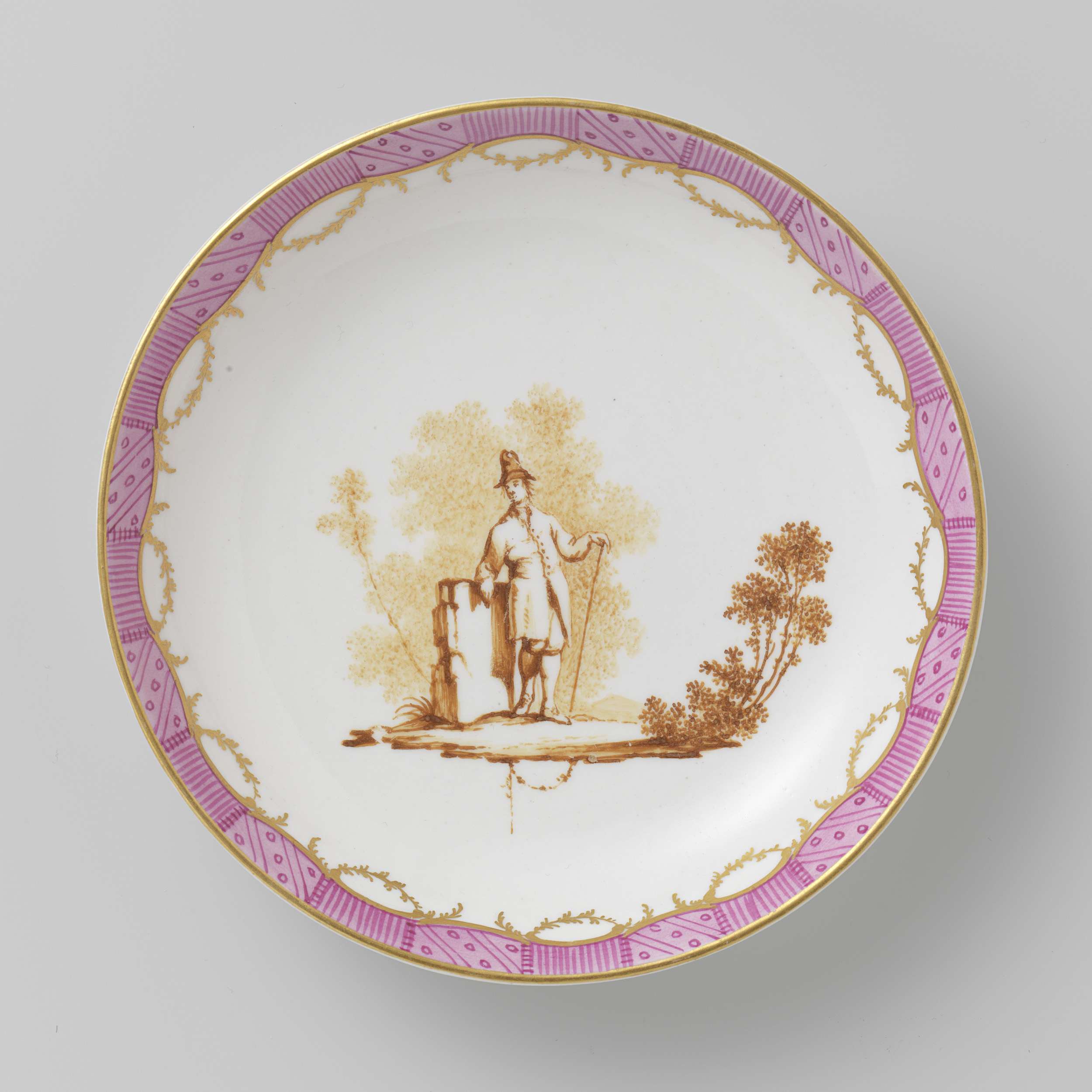 Rococo porcelain tea service by Manufacture Oud-Loosdrecht, including a teapot and milk jug.