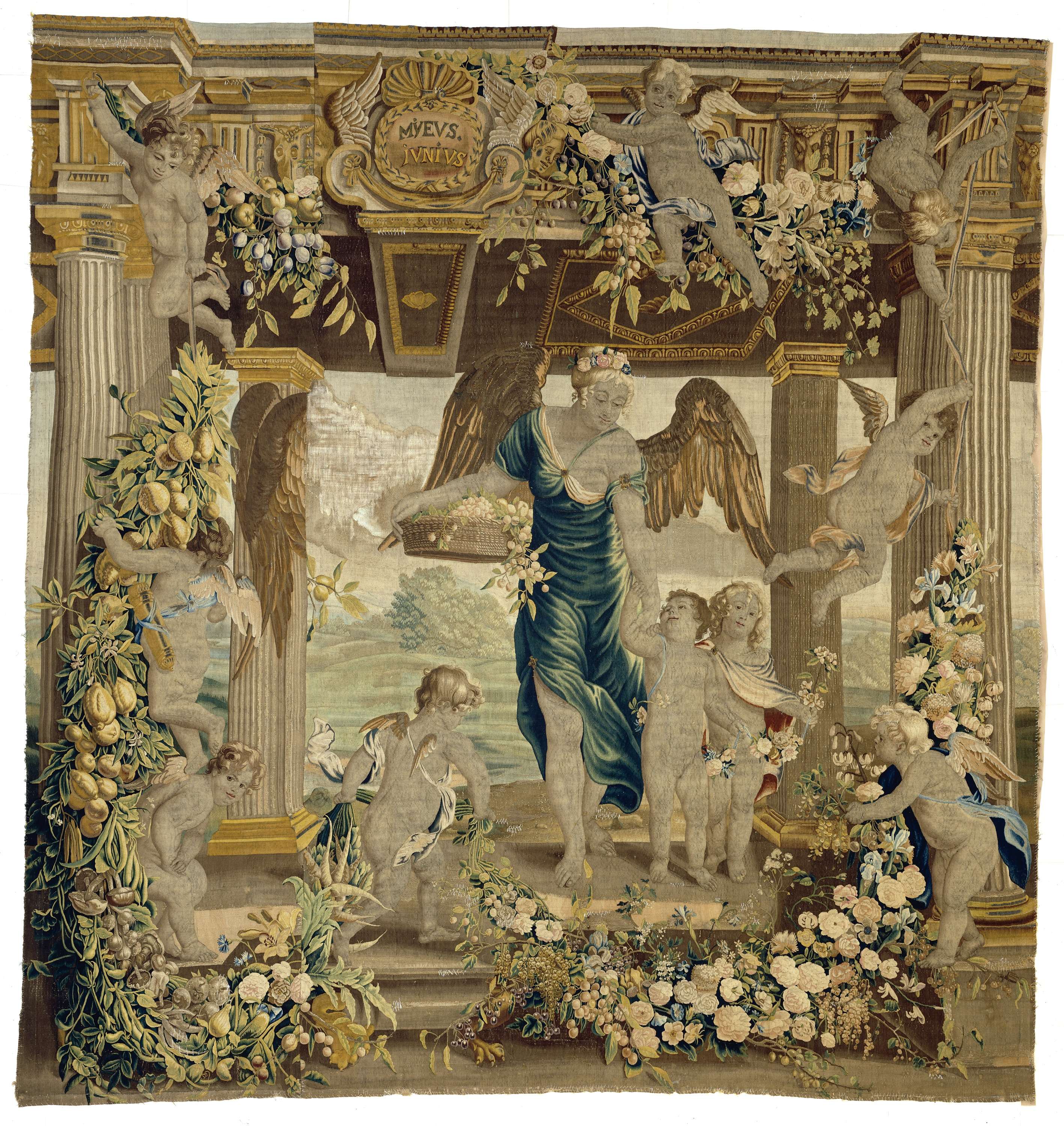 Tapestry by Everaert Leyniers depicting vibrant flora and nature's balance.