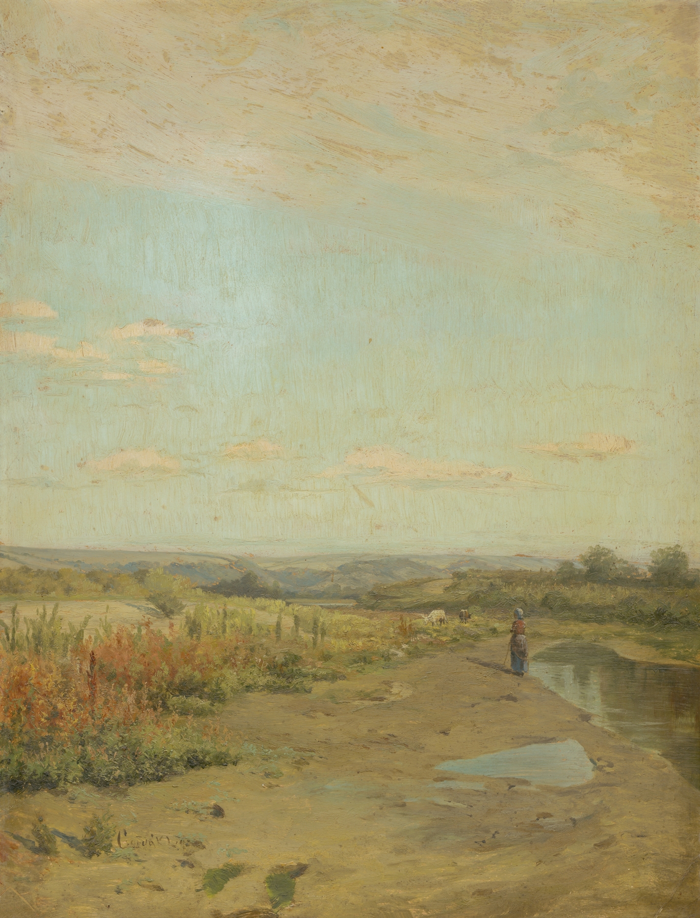 Little shepherdess, by Ľudovít Čordák, public domain