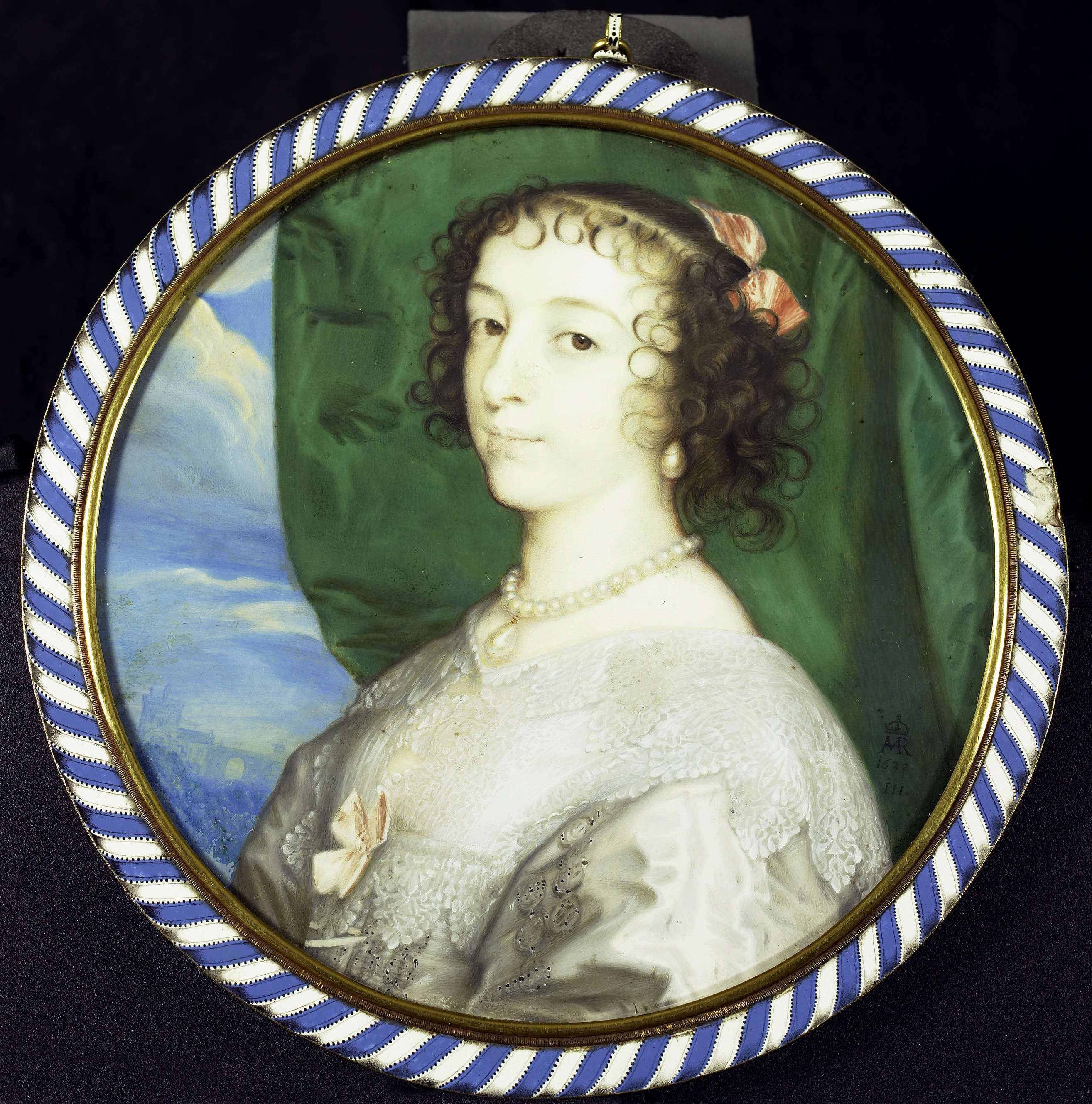 Portrait of Henriëtte Maria van Frankrijk, parchment by John Hoskins