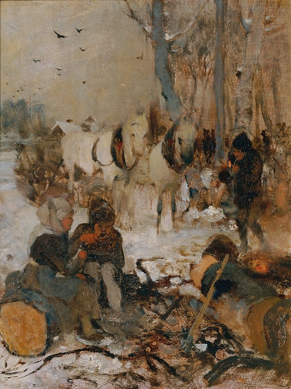 Franz Rumpler's 'Winter' captures a serene winter landscape with soft colors.