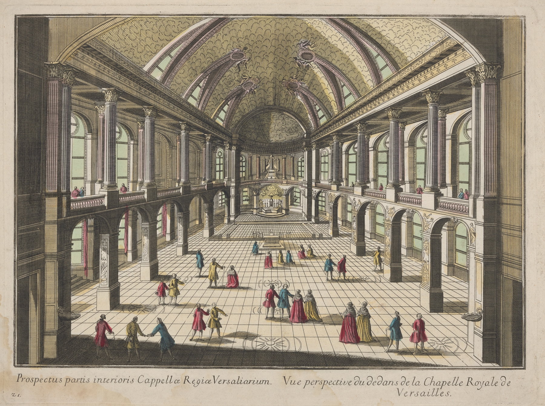Perspective view of the Versailles Royal Chapel, ink on paper, unknown artist
