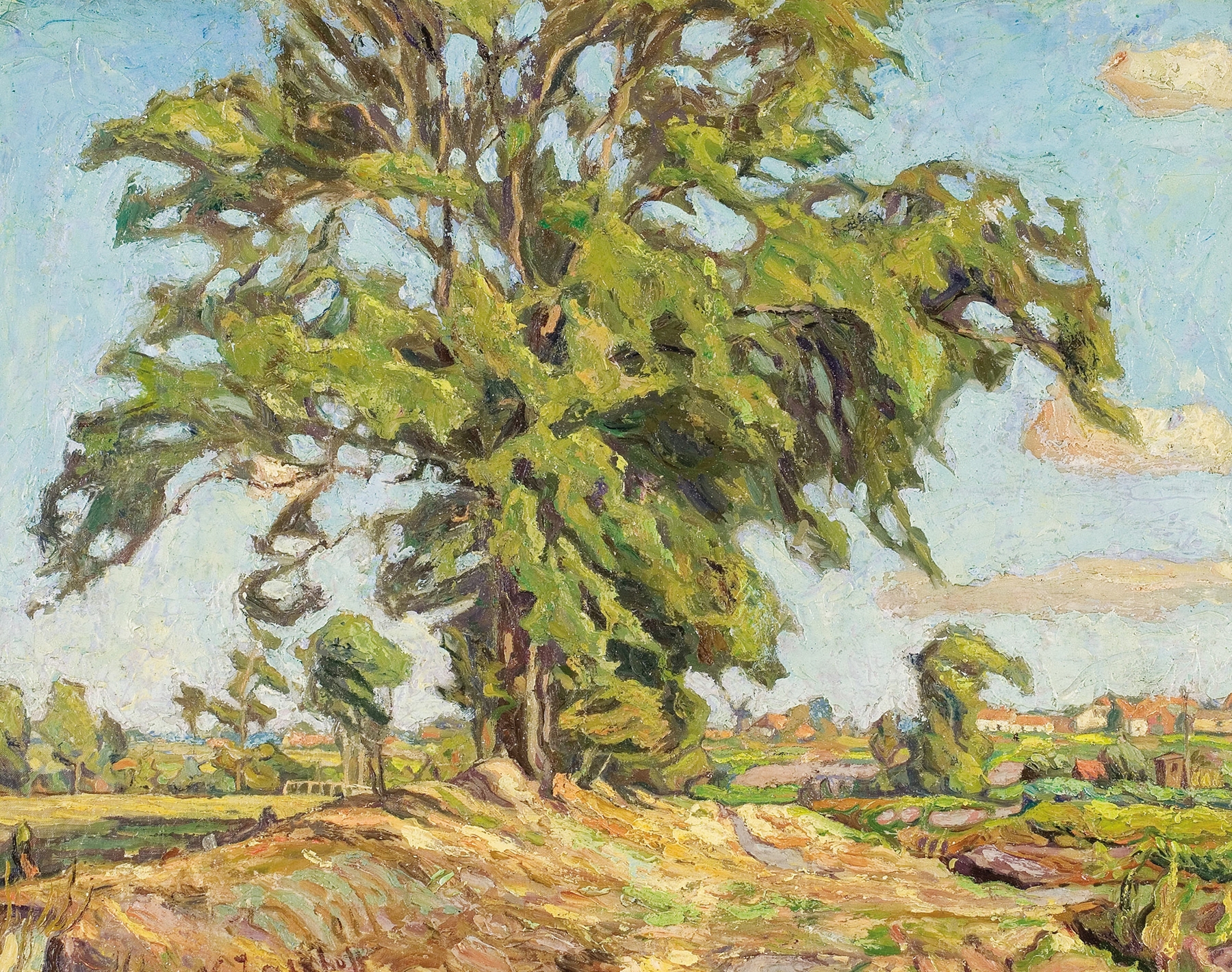 Tree Outside the Village by Nikolai Alexandrovich Tarkhov, oil on canvas depicting gnarled branches.