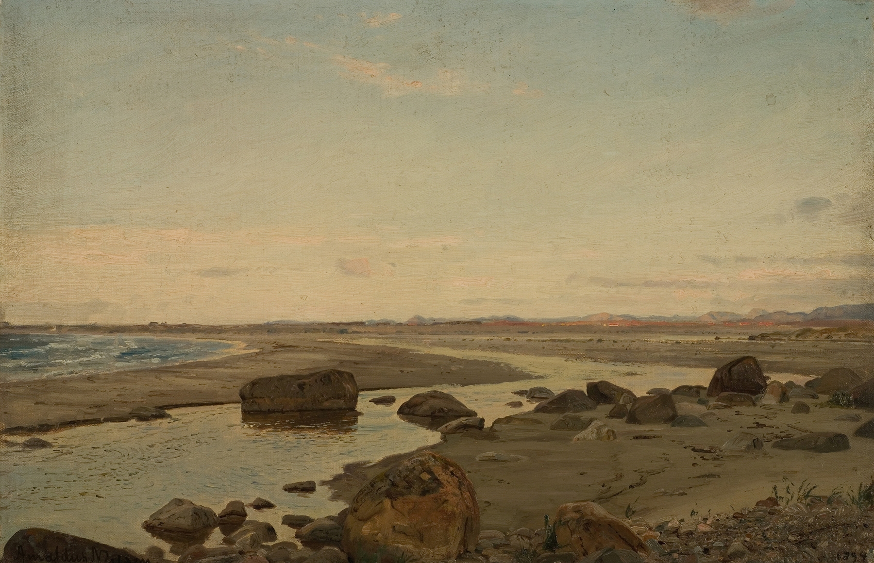 Twilight landscape by Amaldus Nielsen, oil on canvas