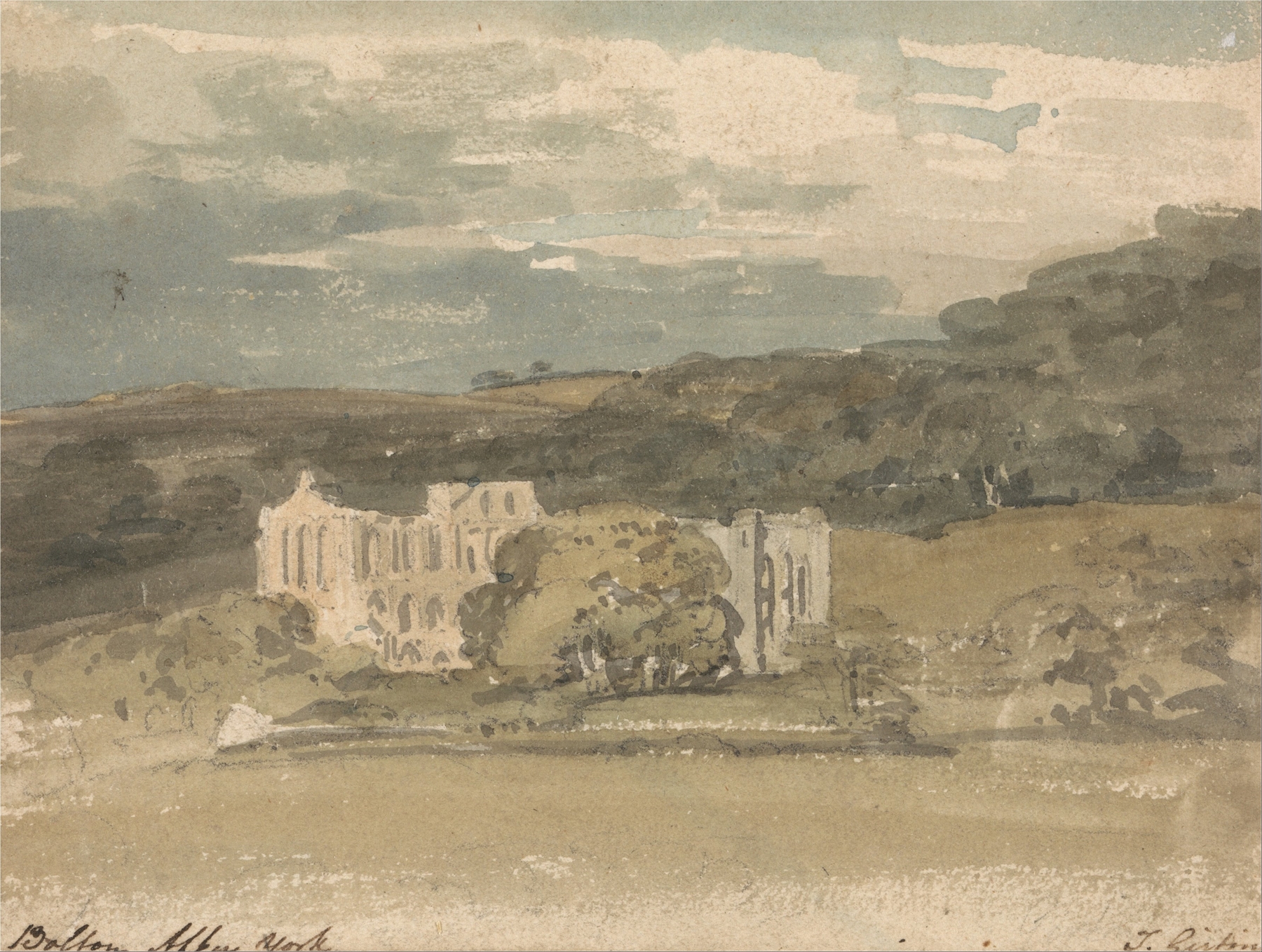 Rievaulx Abbey, Yorkshire, by Thomas Girtin, public domain