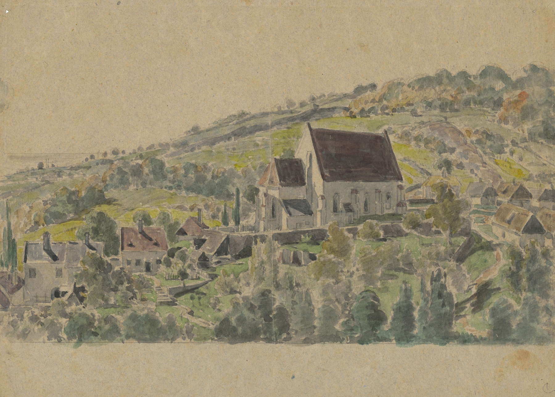 Gothic church in Jur near Bratislava, oil painting by Friedrich Carl von Scheidlin