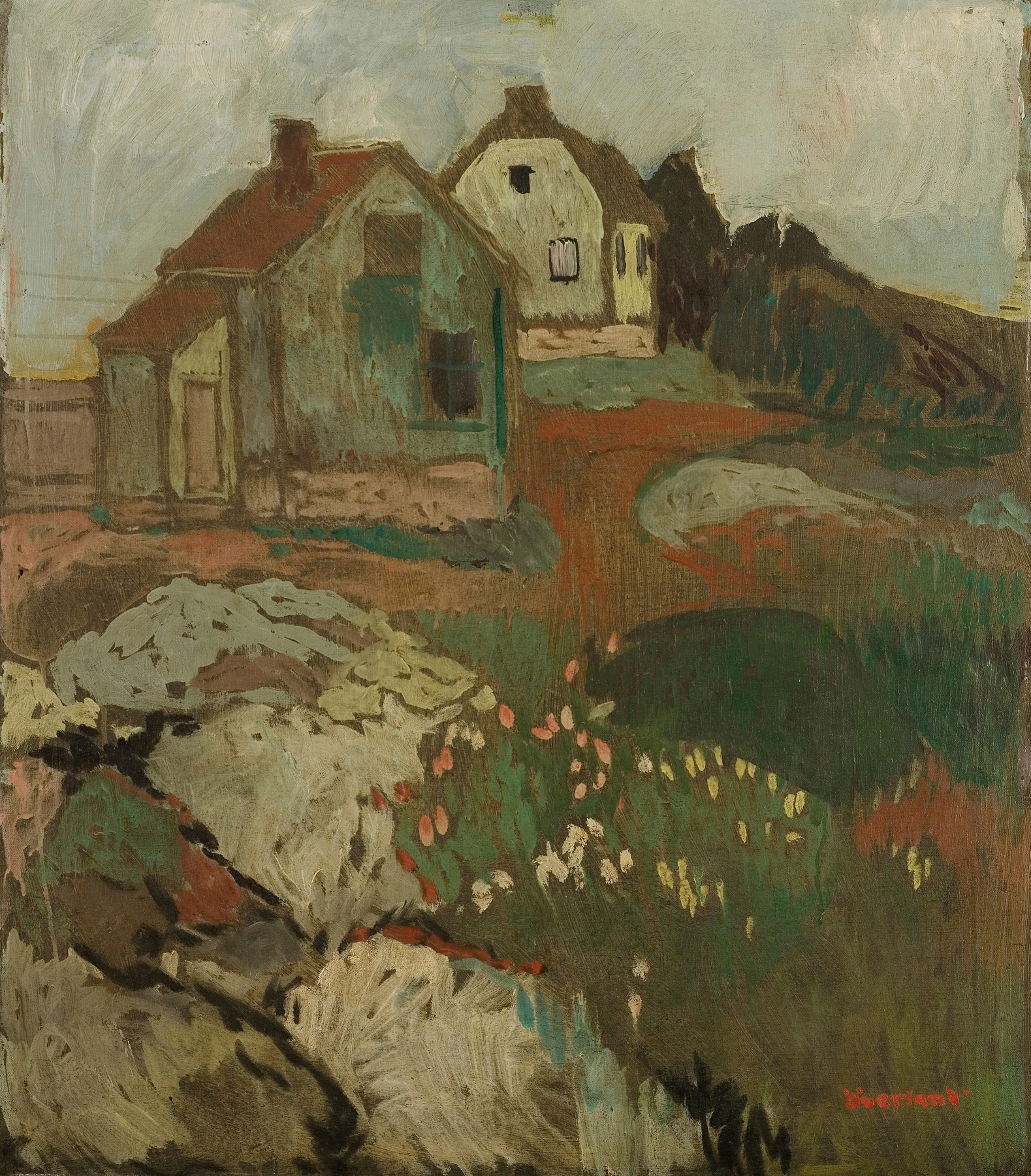Post-Impressionism landscape with a house, by Arnulf Øverland