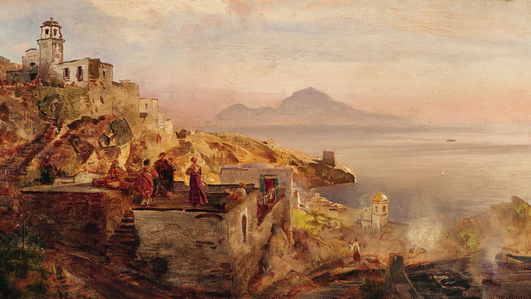 The Gulf of Naples, by Oswald Achenbach, public domain