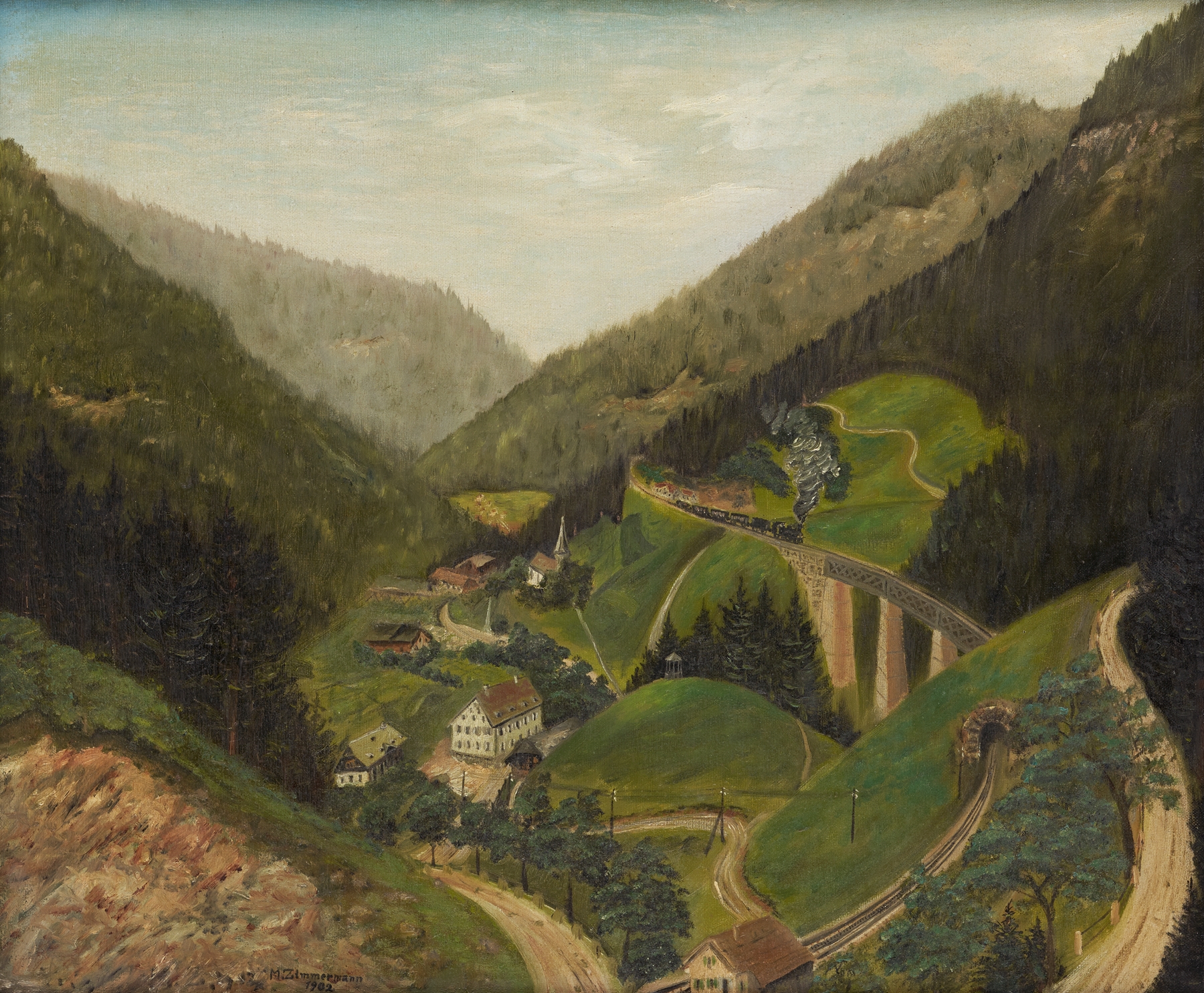 The Höllental Railway near the Ravenna Bridge by Georg Michael Zimmermann, realism