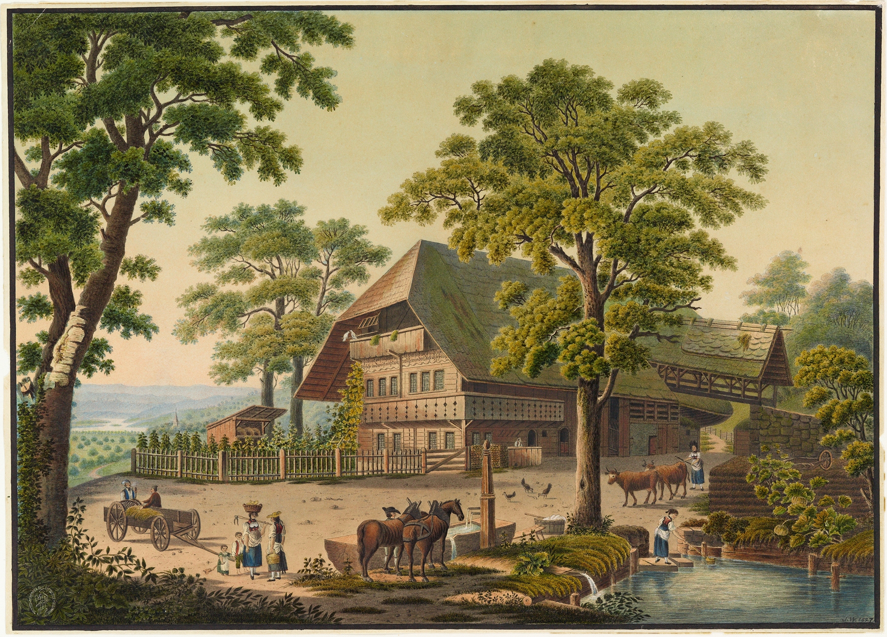 Maison de paysan près Wichtrach, by Jakob Samuel Weibel, public domain