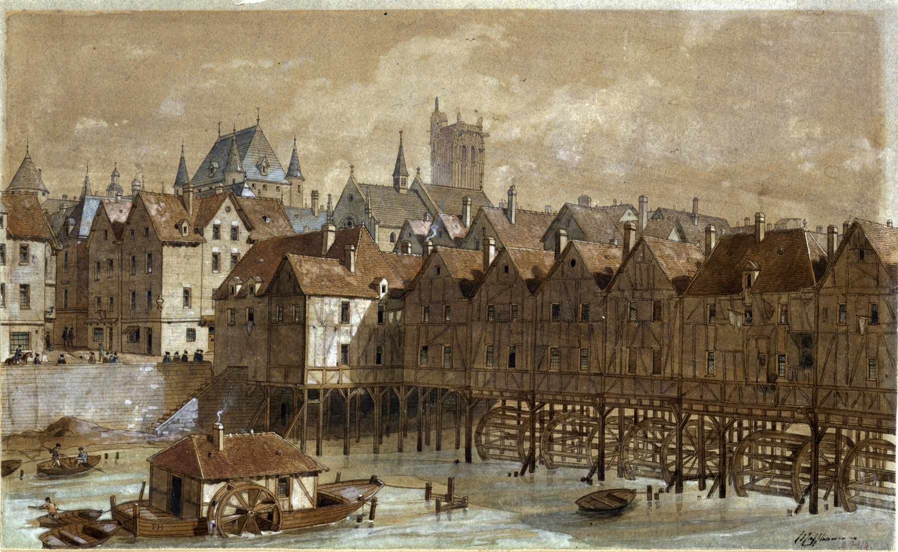 Landscape oil on canvas by Fédor Hoffbauer featuring a river and skyline.