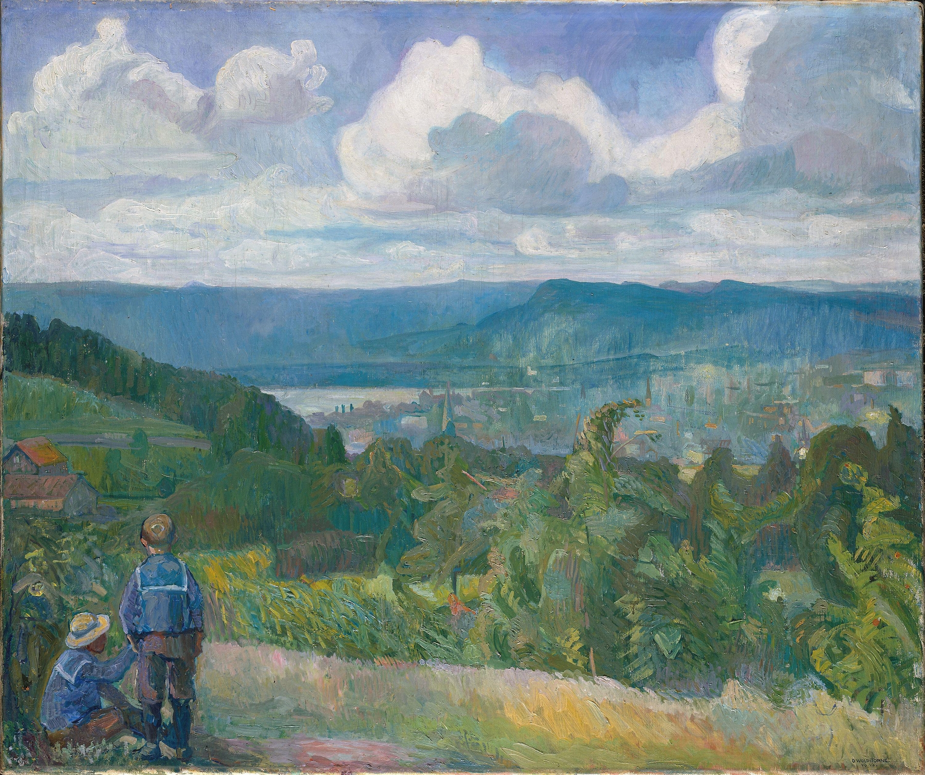 Landscape by Oluf Wold-Torne, depicting hills and light in an impressionistic style