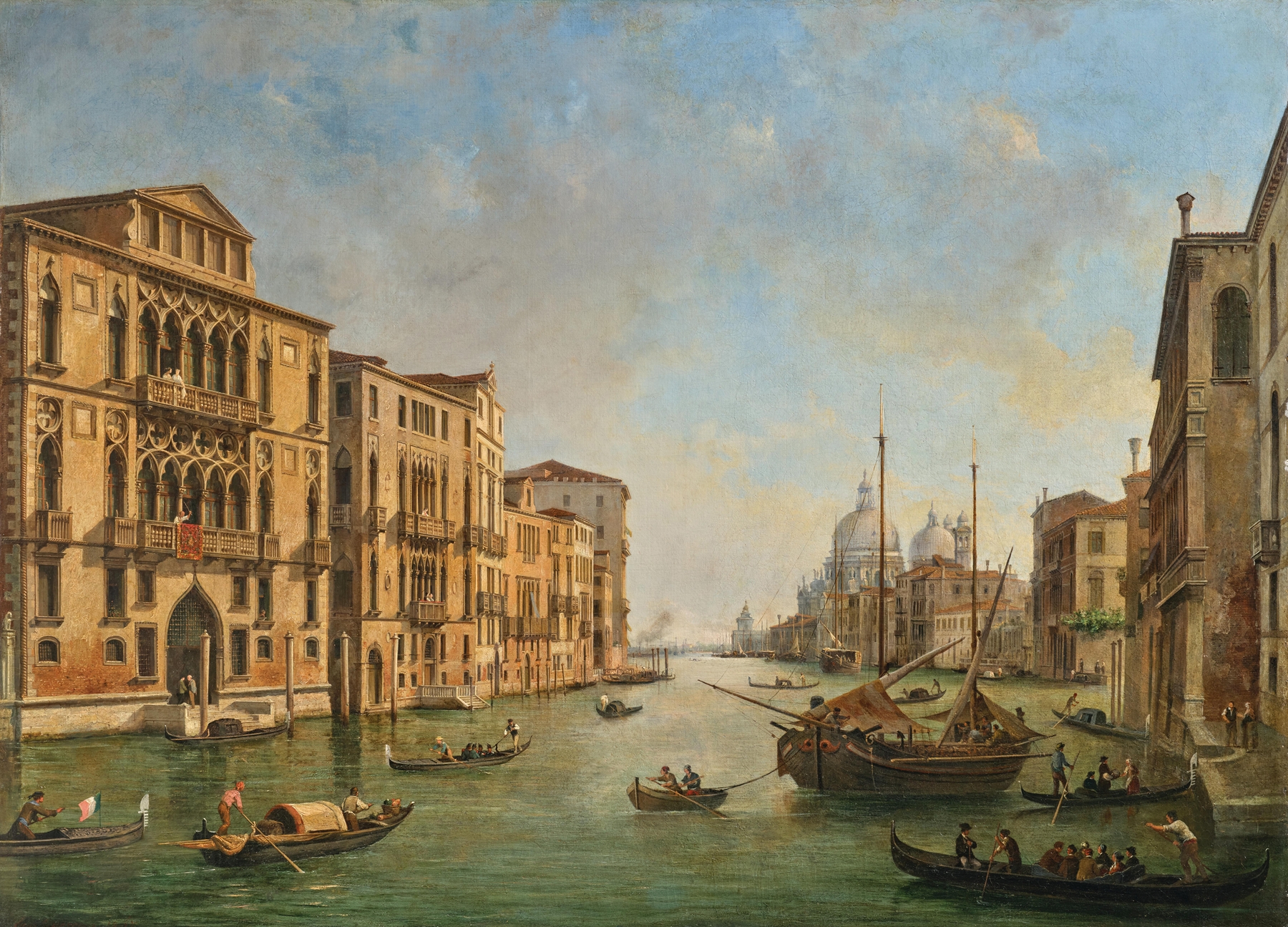 Twilight scene of the Grand Canal, oil on canvas by Luigi Querena