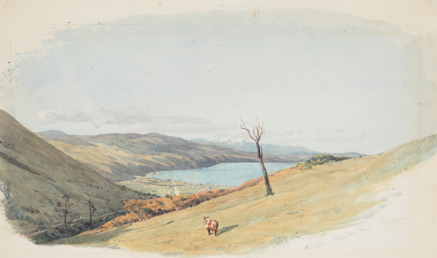 Landscape with rolling hills and paths, oil painting by James Crowe Richmond