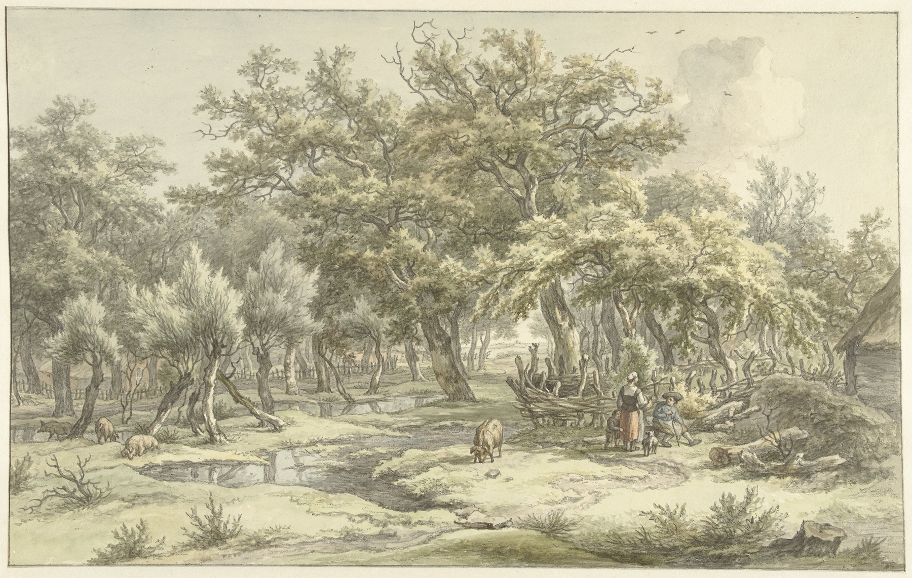 Landschap bij Eext (Drenthe) by Egbert van Drielst, oil painting of a serene landscape.