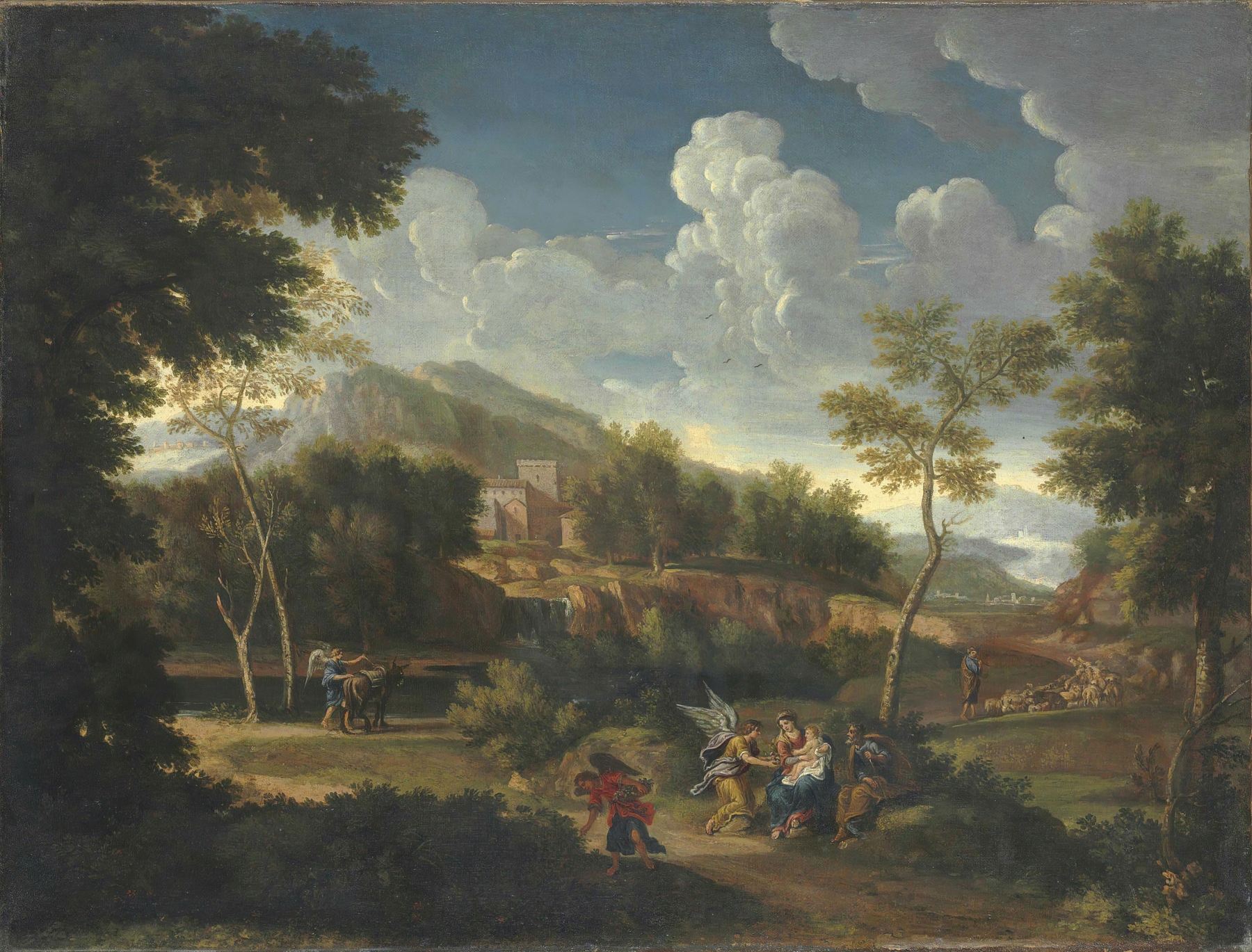 An Extensive Landscape With The Rest On The Flight Into Egypt, by Jan Frans Van Bloemen, public domain