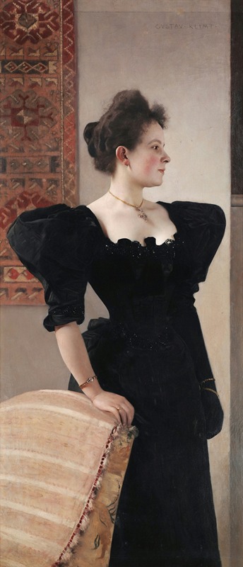 Portrait of a lady by Gustav Klimt featuring intricate patterns and vibrant colors.