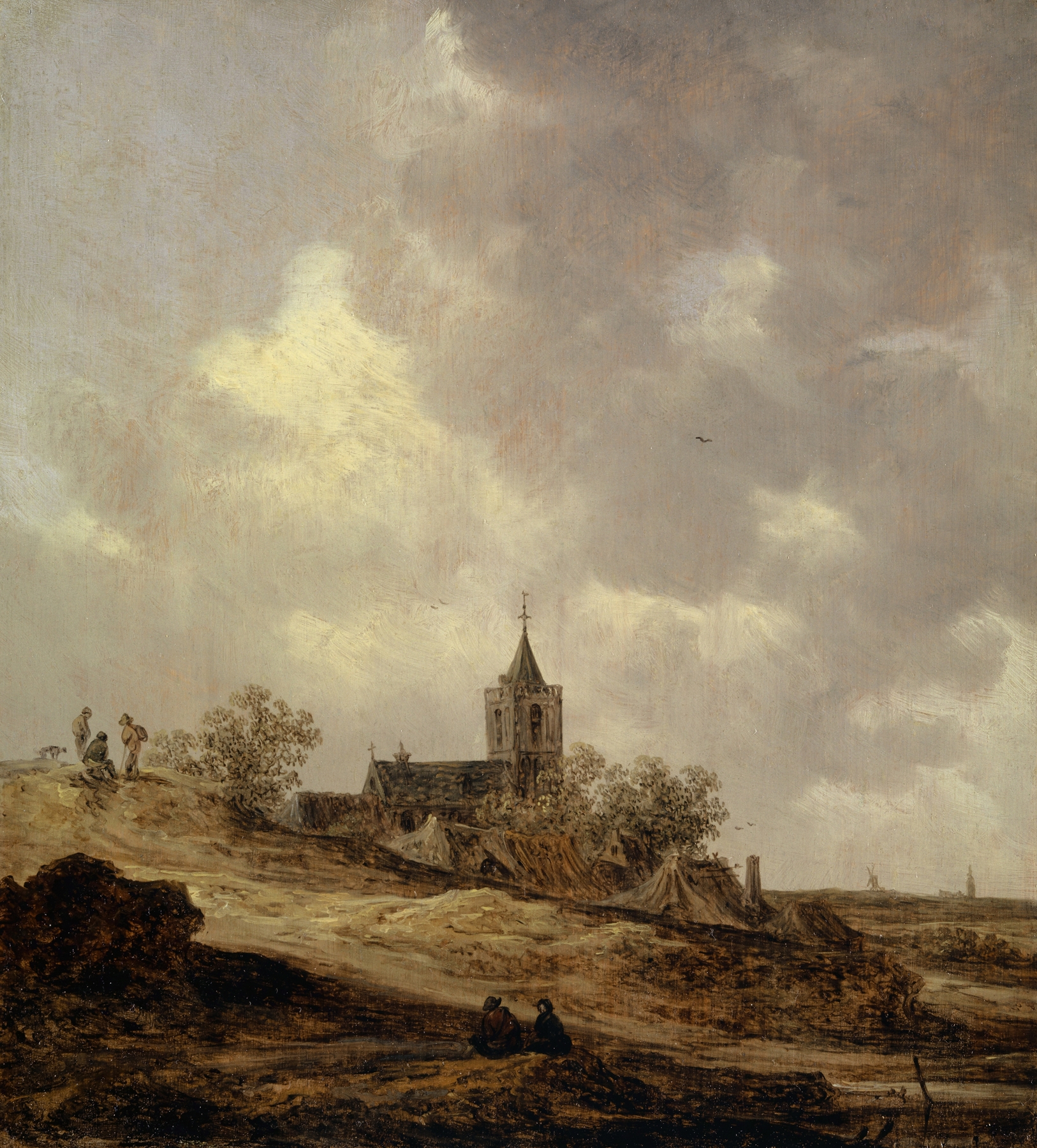 Village Church seen from the Dunes, oil on canvas by Jan van Goyen