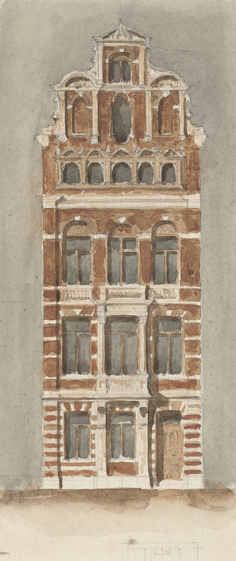 Ontwerp van de gevel van een stadshuis, by Alexander Bleijs, public domain
