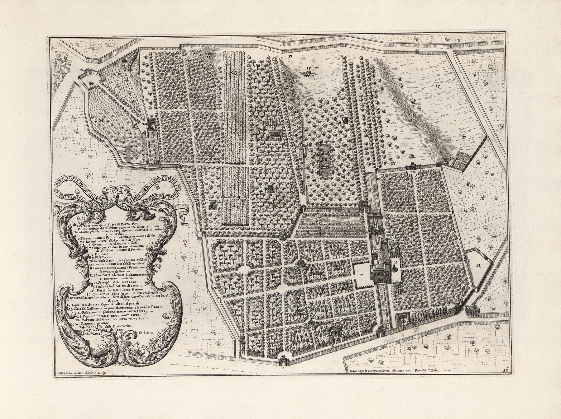 Li giardini di Roma: con le loro piante, alzate e vedvte in prospettiva Pl.15, by Giovanni Battista Falda, public domain