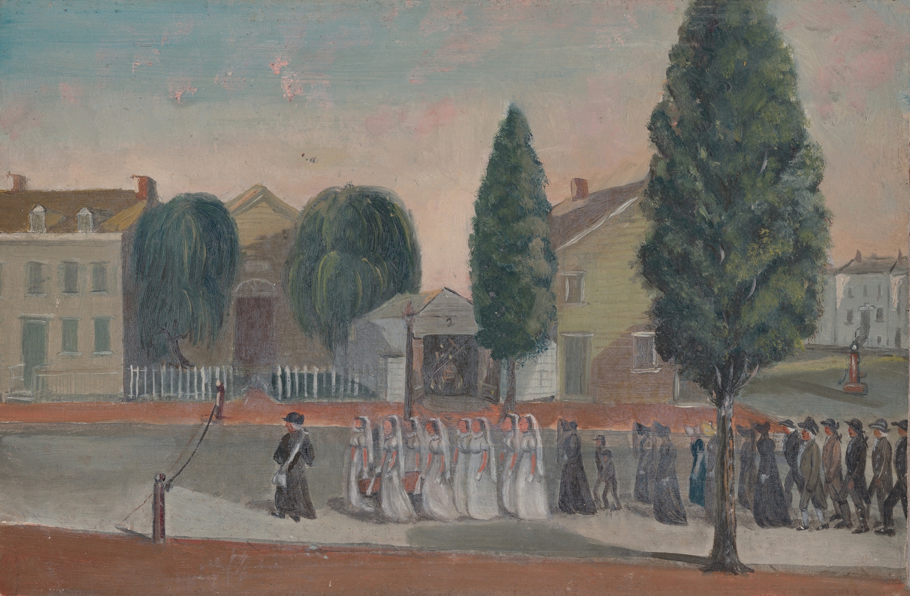 Realism artwork by William P. Chappel showing a funeral procession in a desolate landscape.