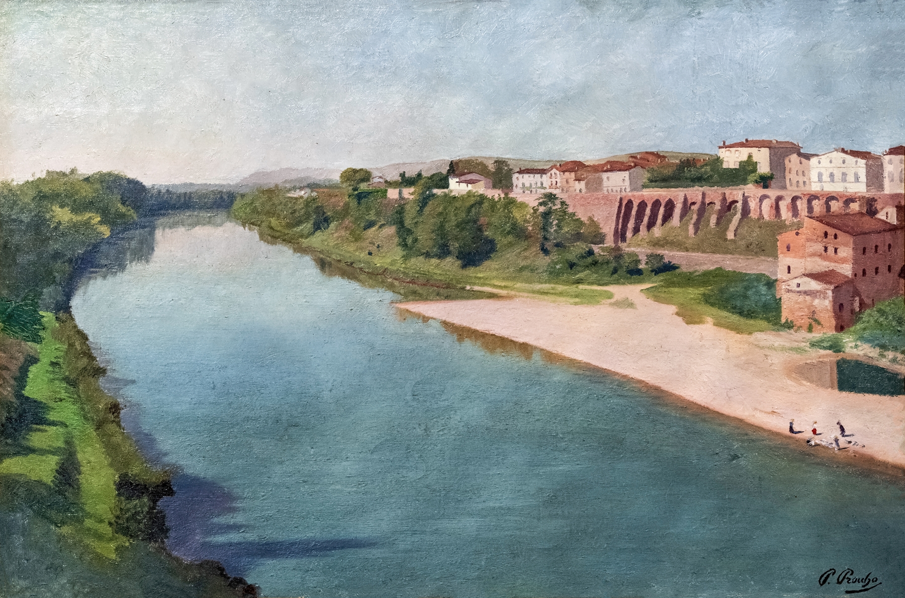 The ramparts at Rabastens, oil painting by Paul Prouho, showcasing light and shadow.