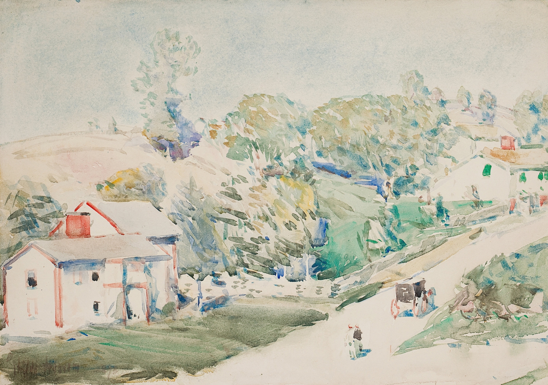 Country Road by Childe Hassam, impressionism, landscape with dappled light