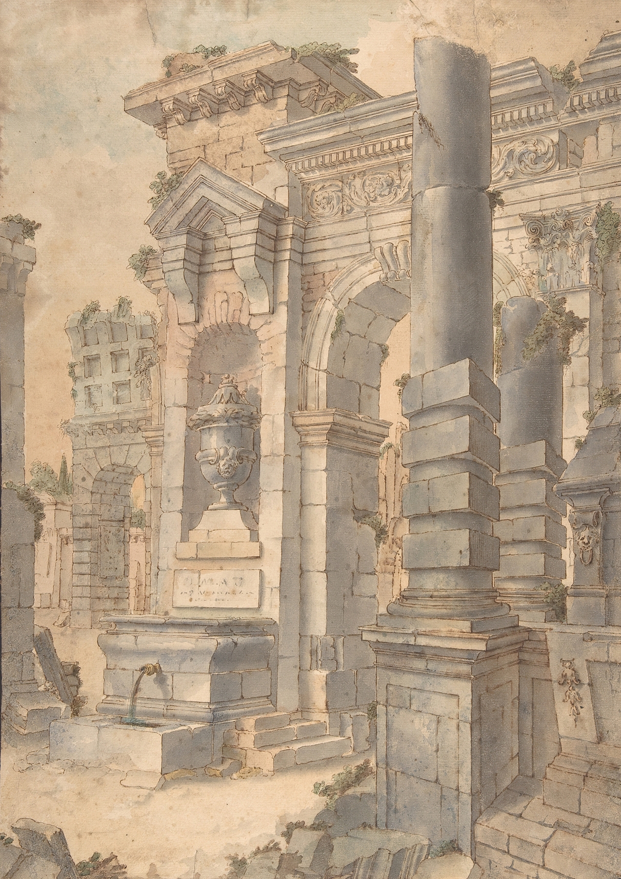 Design for a Painted Wall Decoration by Francesco Stagni, ink on paper