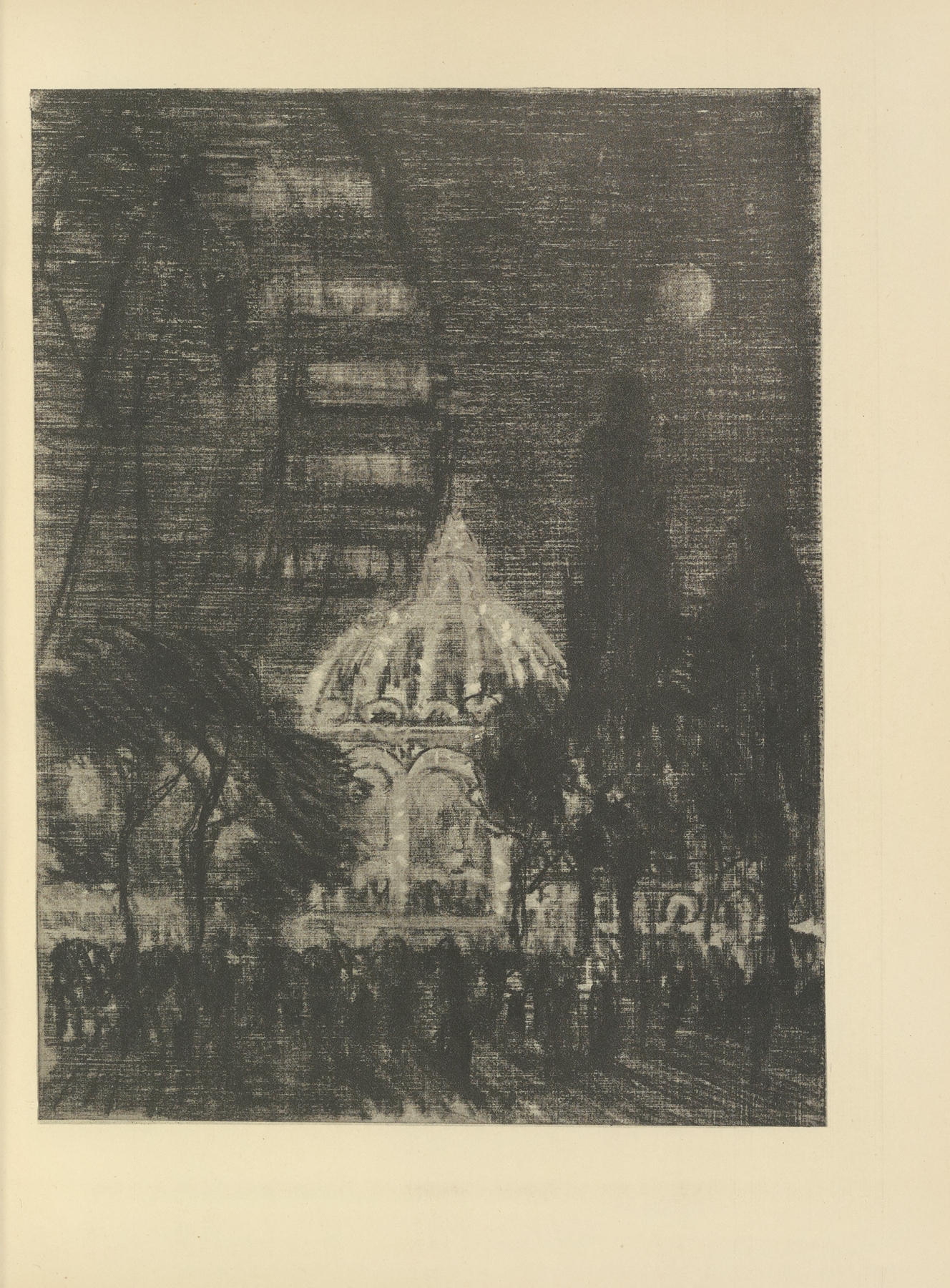 The Big Wheel, Earl’s Court by Joseph Pennell, depicting a ferris wheel at dusk, modernism