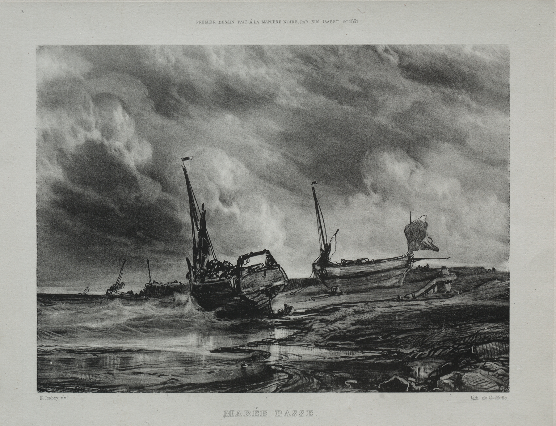Marée basse, by Eugène Isabey, public domain