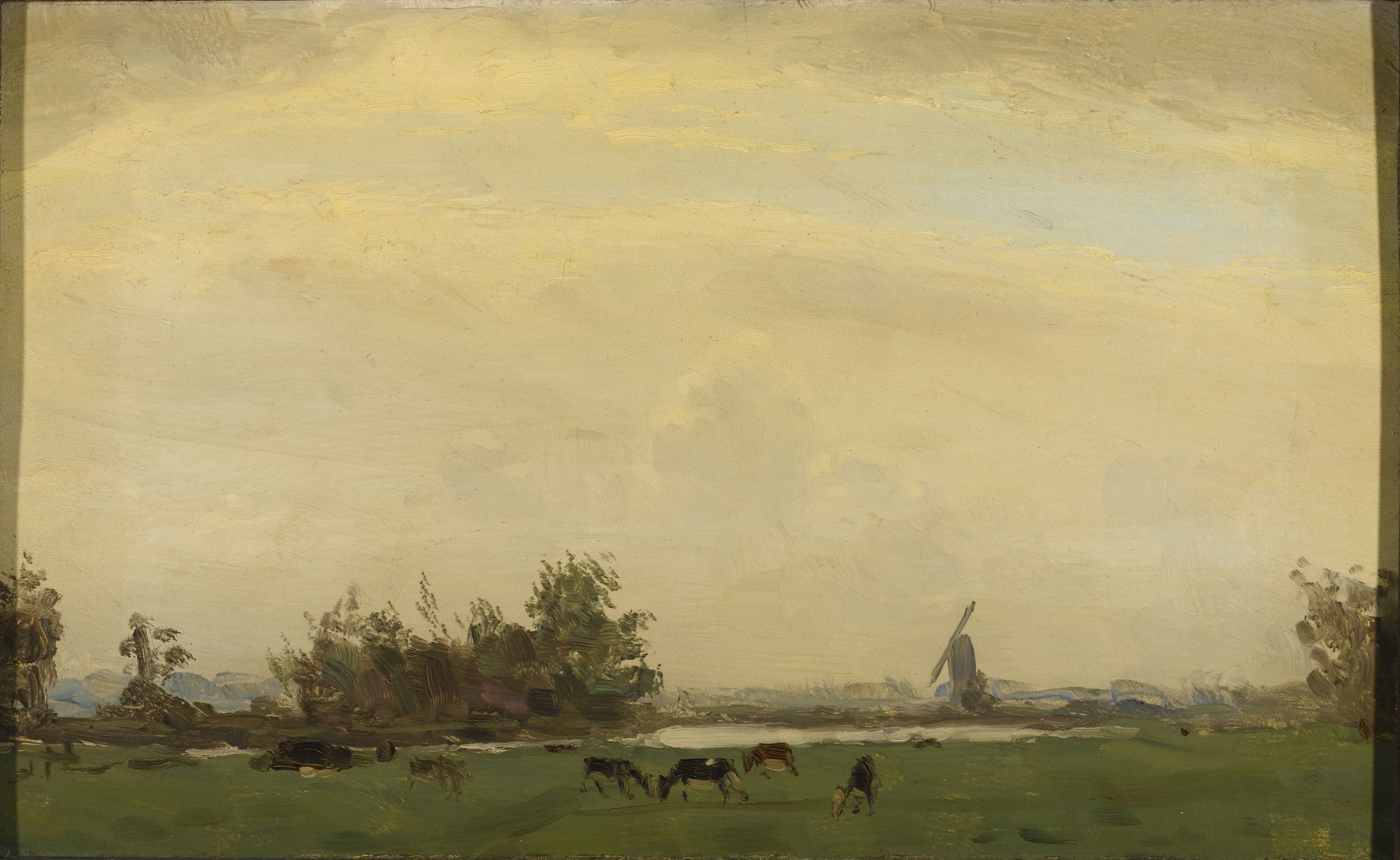 Meadow landscape on the Spaarne, oil on canvas by Gerrit Willem Dijsselhof