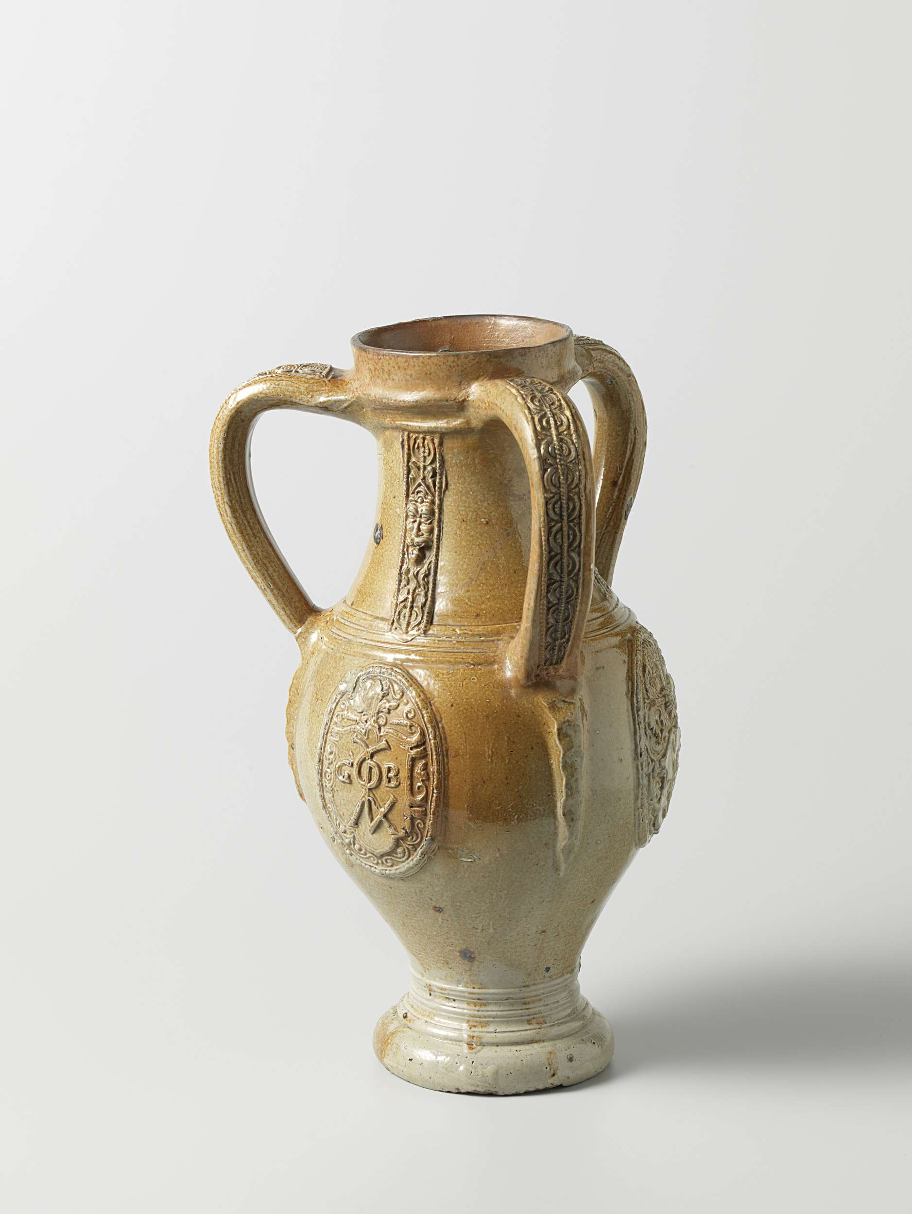 Three-handled ceramic jug with coats of arms by unknown artist