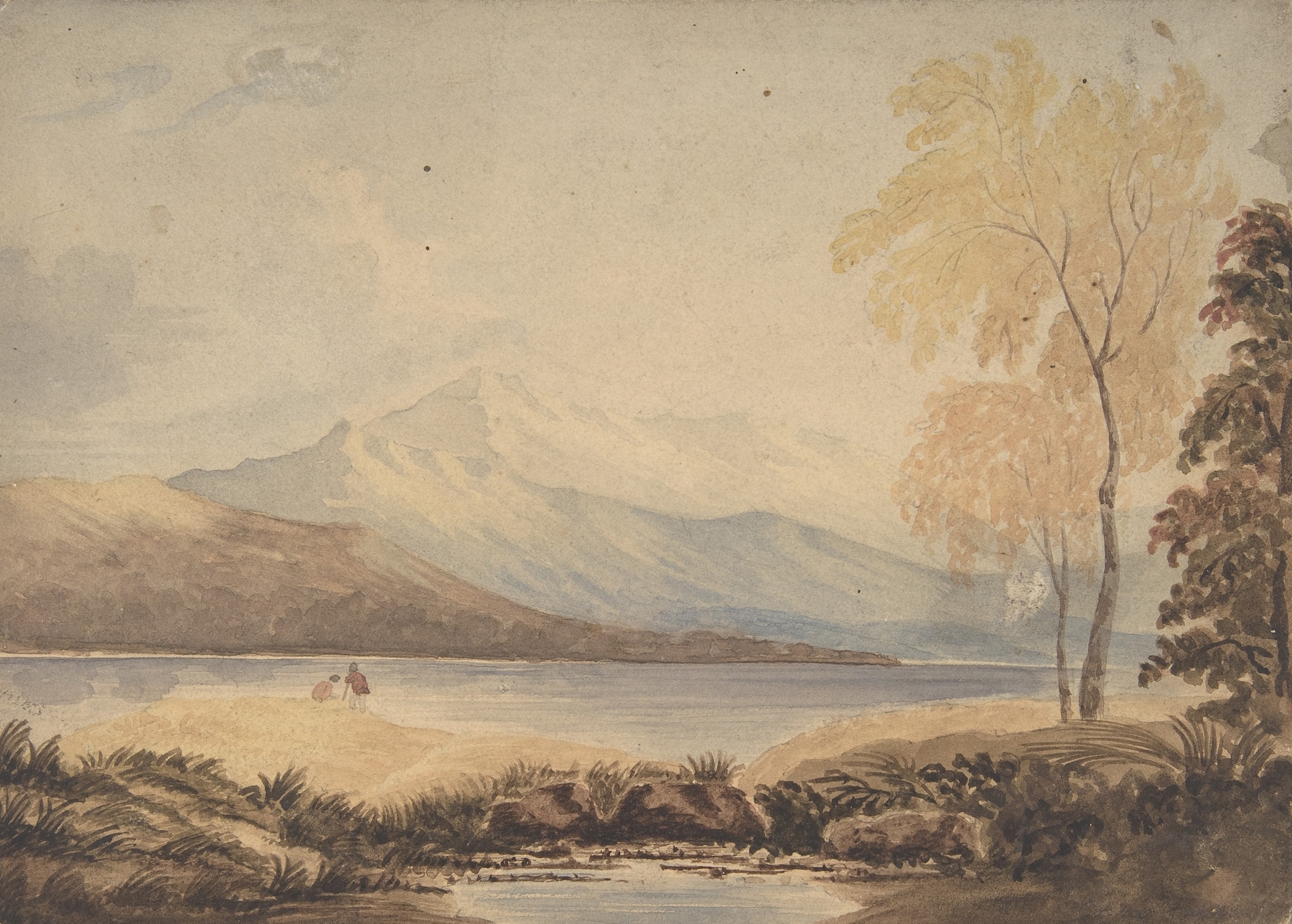 Lakeland Landscape by Copley Fielding, depicting rolling hills and a dynamic sky.