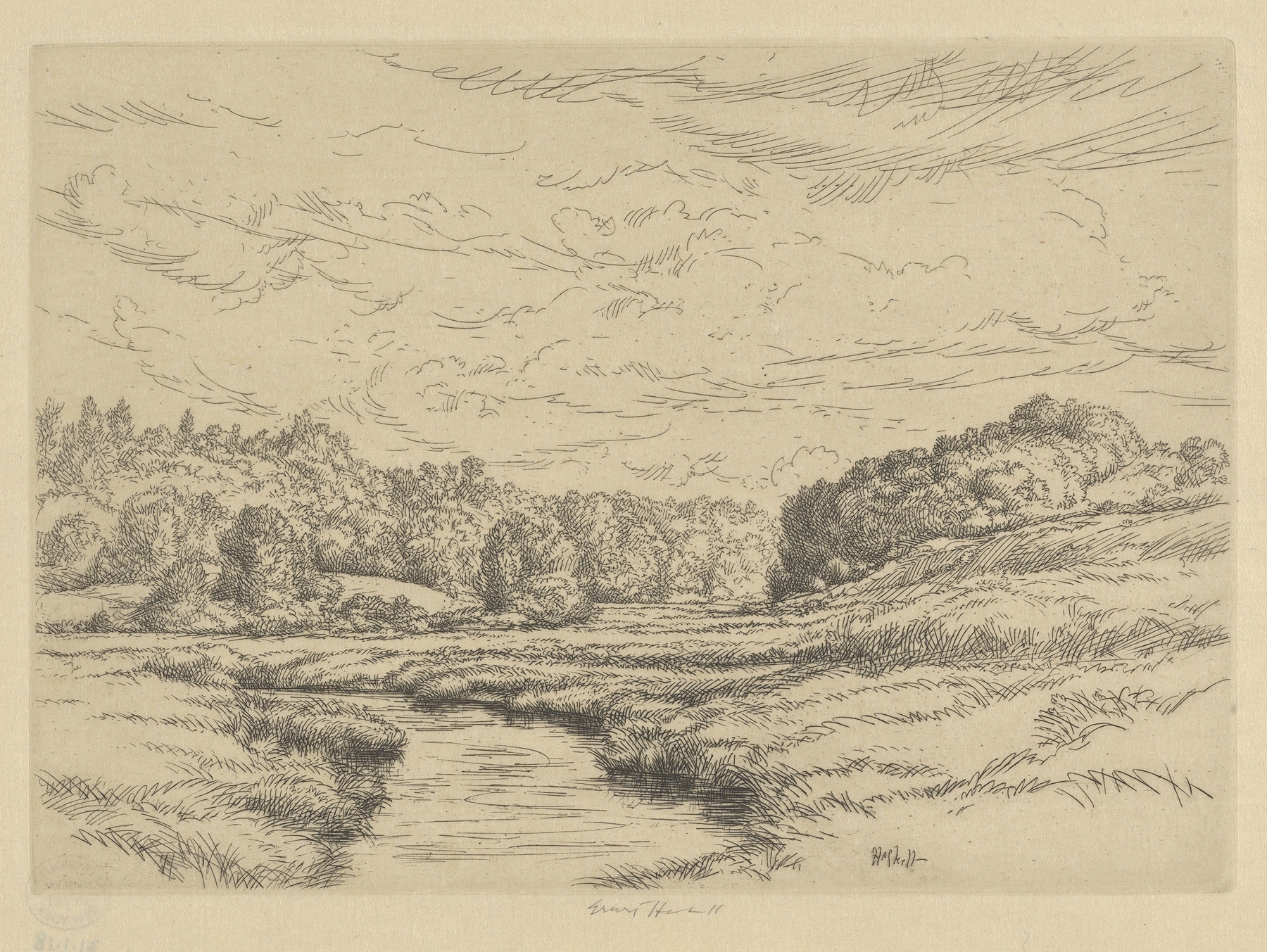 Tidal Pathway by Ernest Haskell, watercolor on paper depicting a serene landscape.