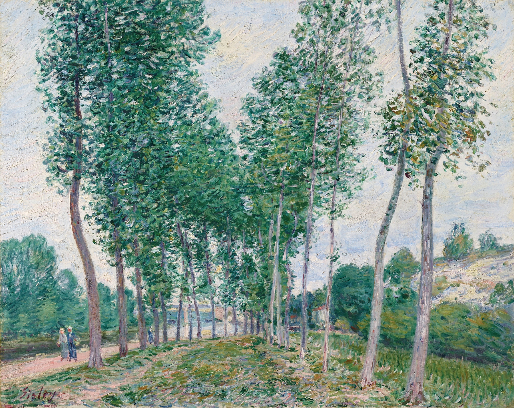 L’allée des peupliers au bord du Loing, by Alfred Sisley, public domain