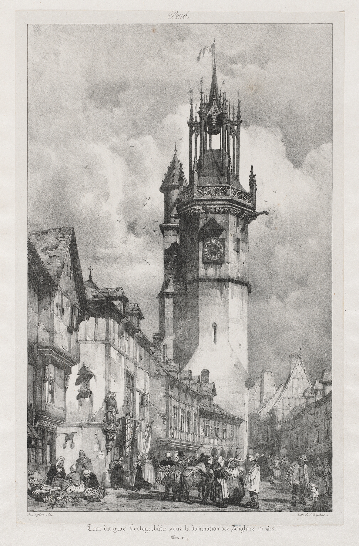 Tour du Gros-Horloge, Evreux, by Richard Parkes Bonington, public domain