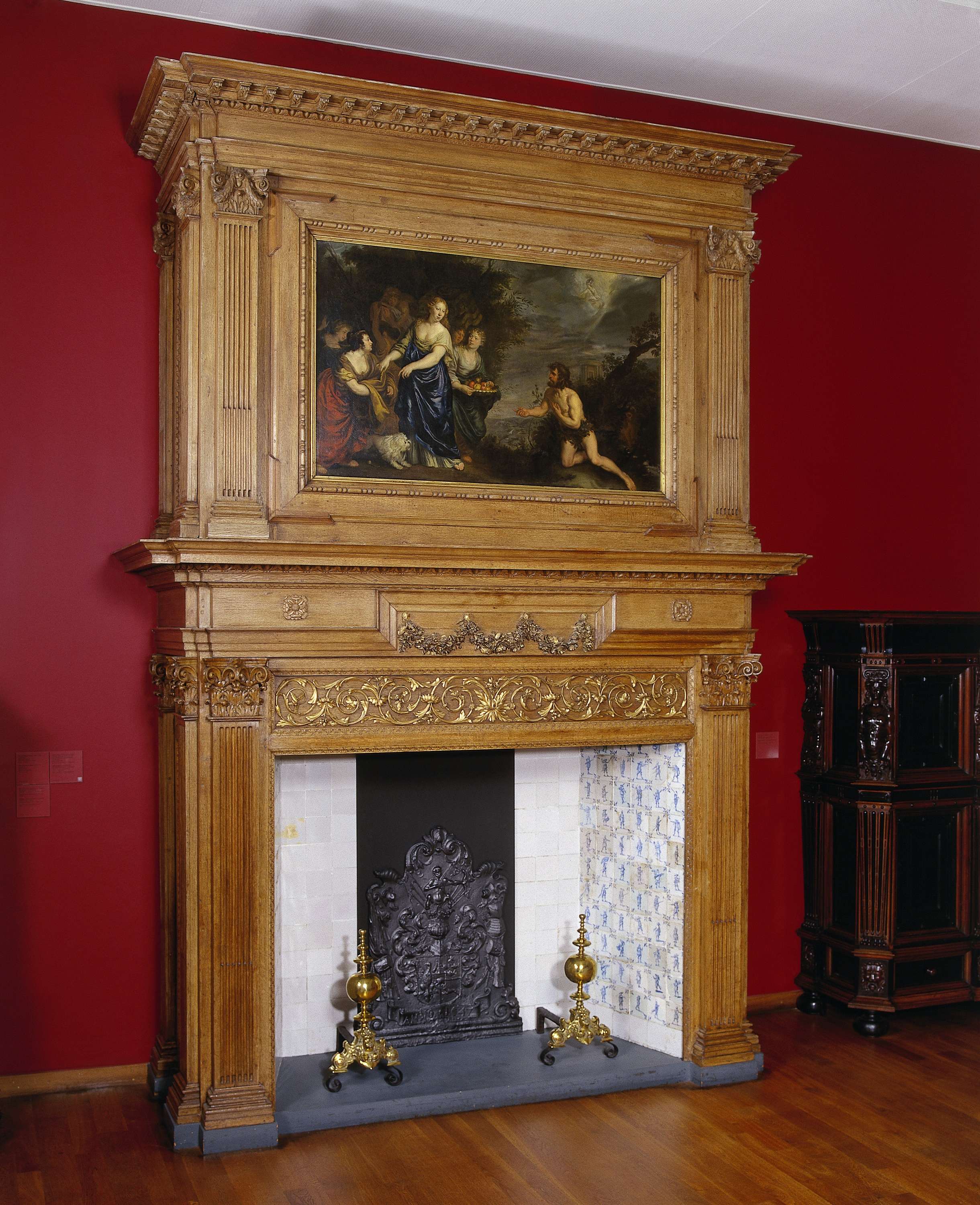 Chimney piece depicting Odysseus and Nausicaa, oil painting by Philips Vinckboons II
