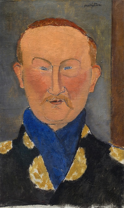 Amedeo Modigliani's portrait of Léon Bakst features elongated forms and a distinctive color palette.